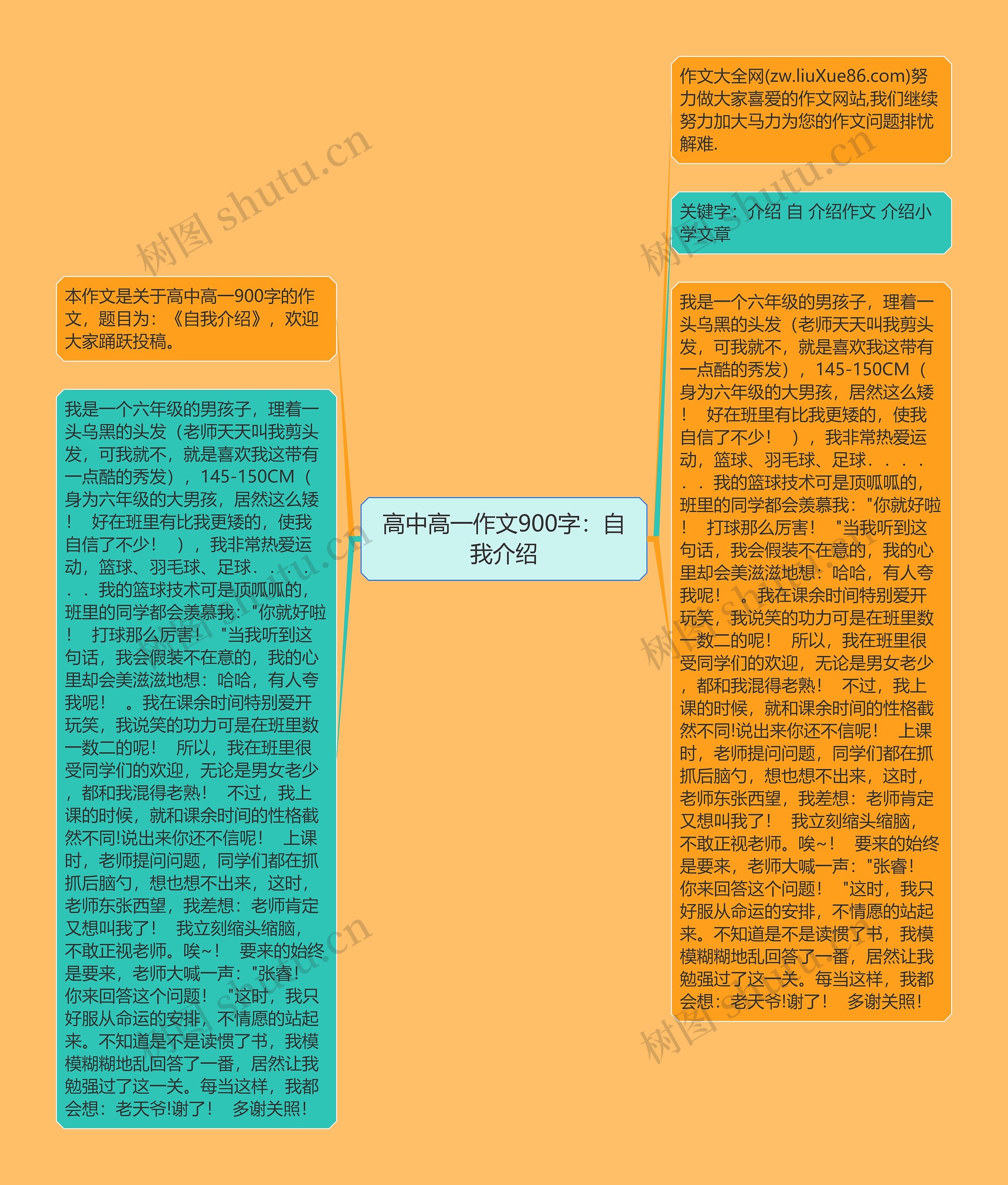 高中高一作文900字：自我介绍思维导图