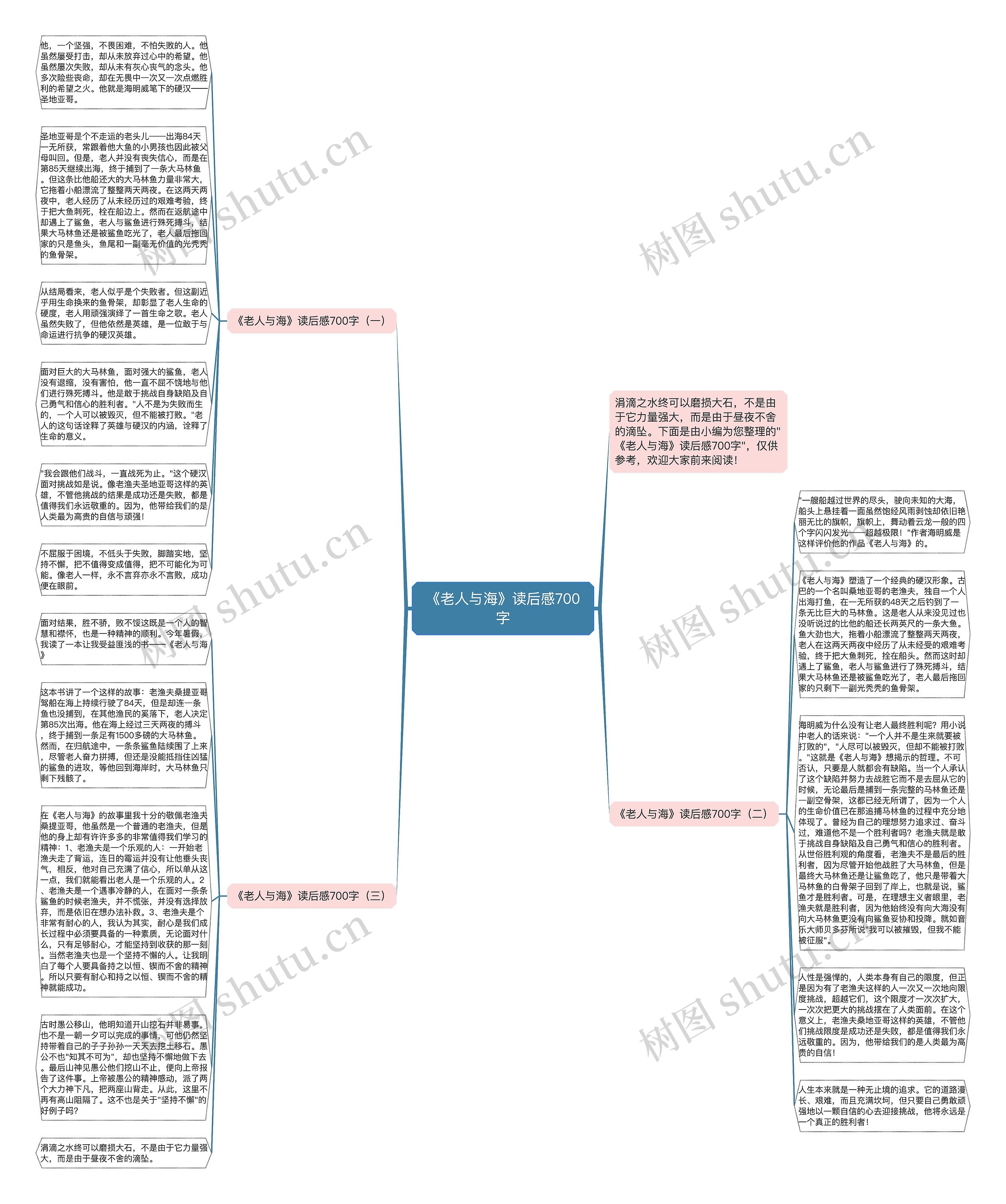 《老人与海》读后感700字思维导图