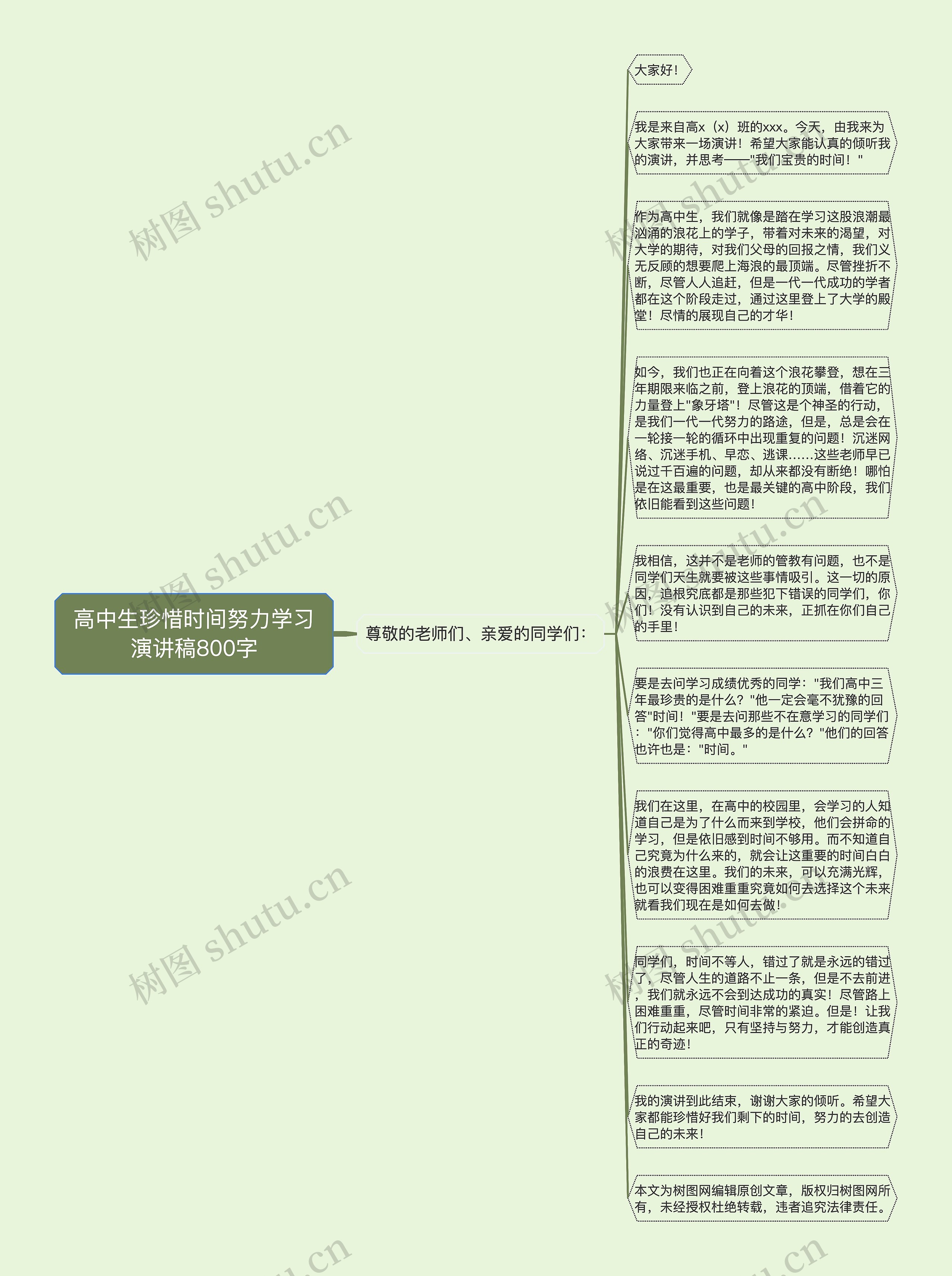 高中生珍惜时间努力学习演讲稿800字思维导图