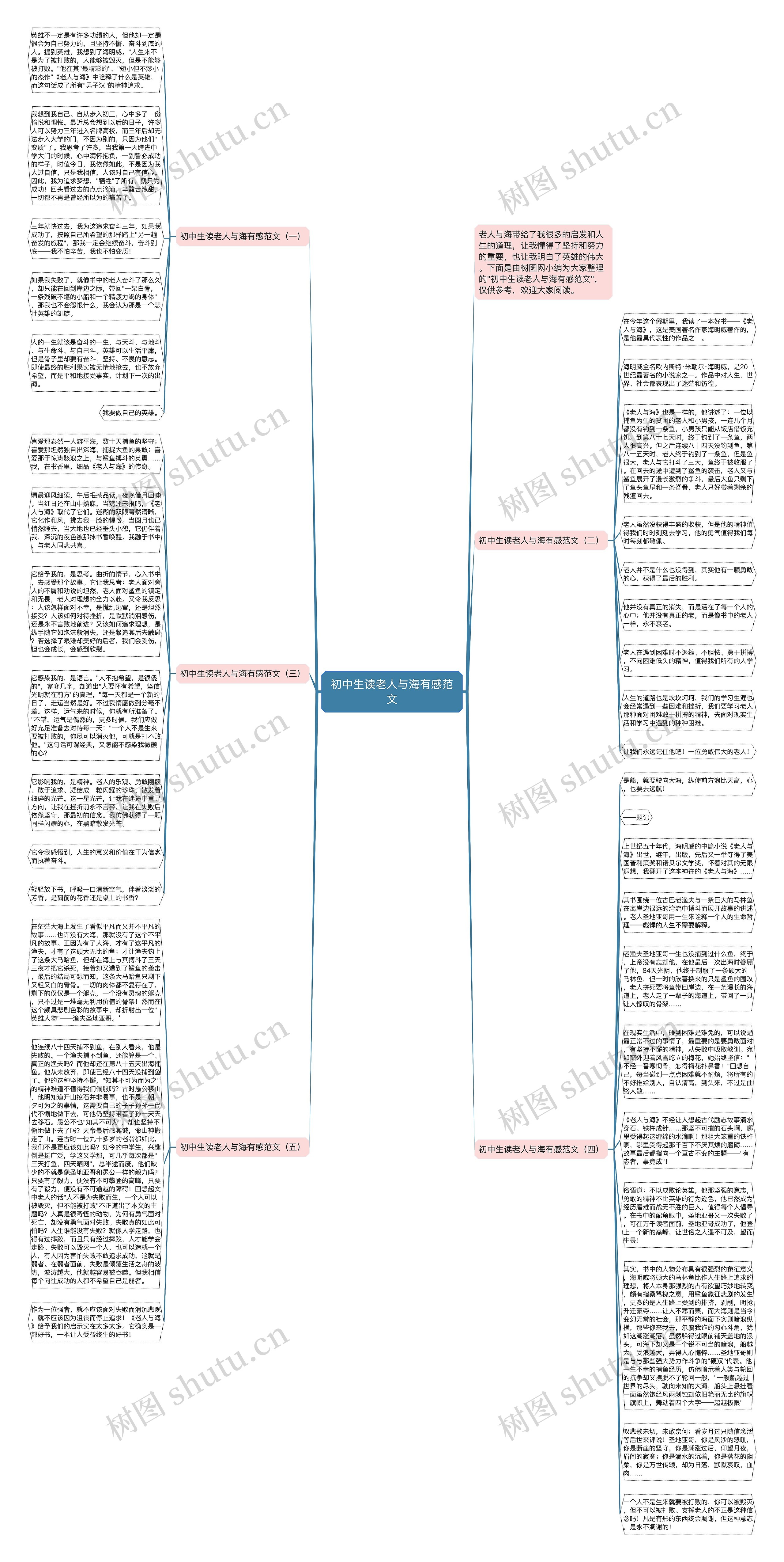 初中生读老人与海有感范文思维导图
