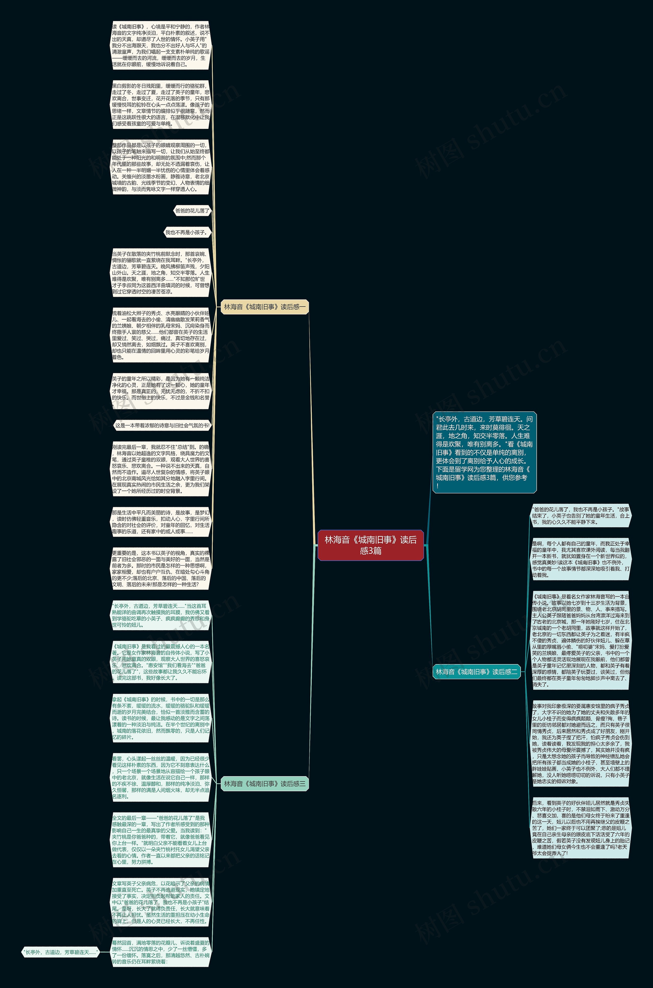 林海音《城南旧事》读后感3篇思维导图
