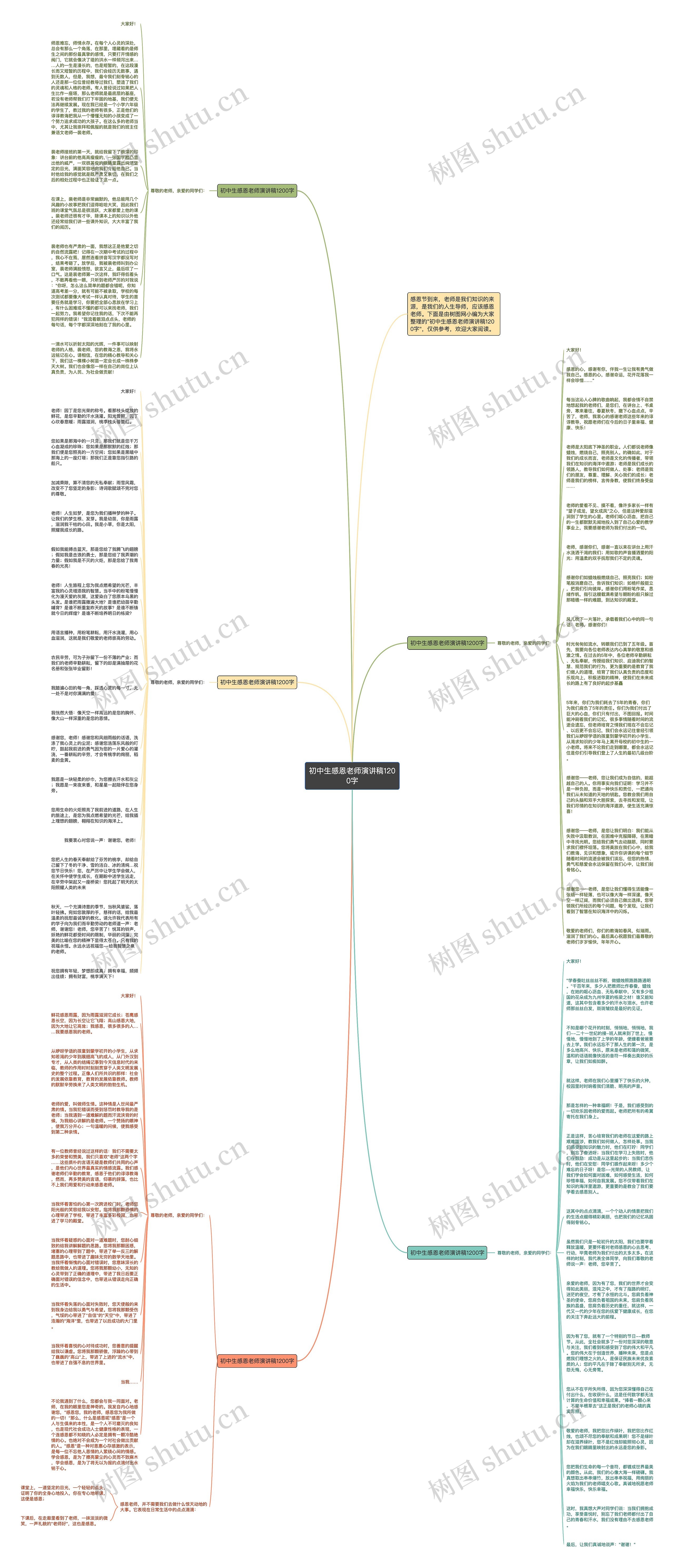 初中生感恩老师演讲稿1200字思维导图