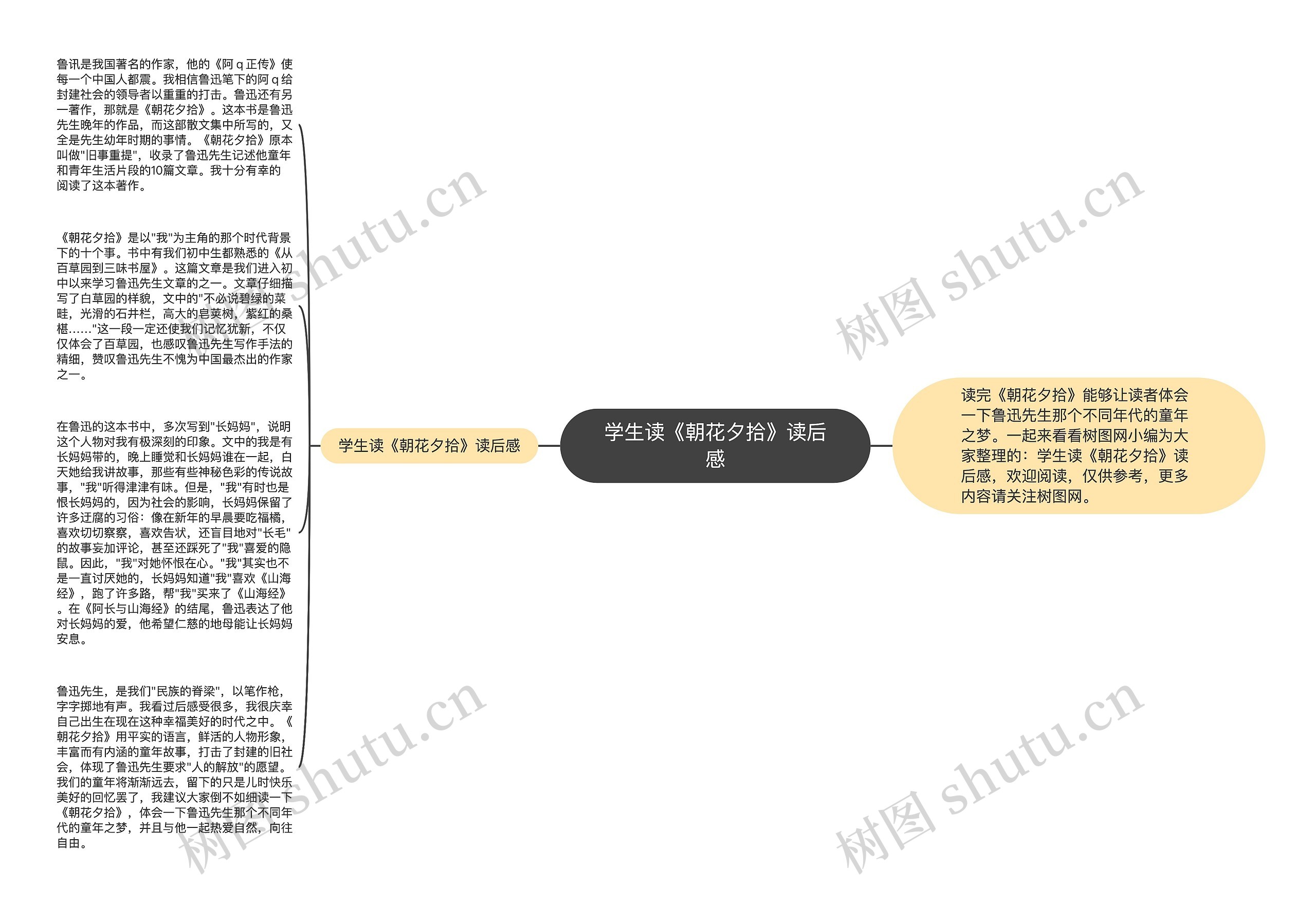 学生读《朝花夕拾》读后感思维导图