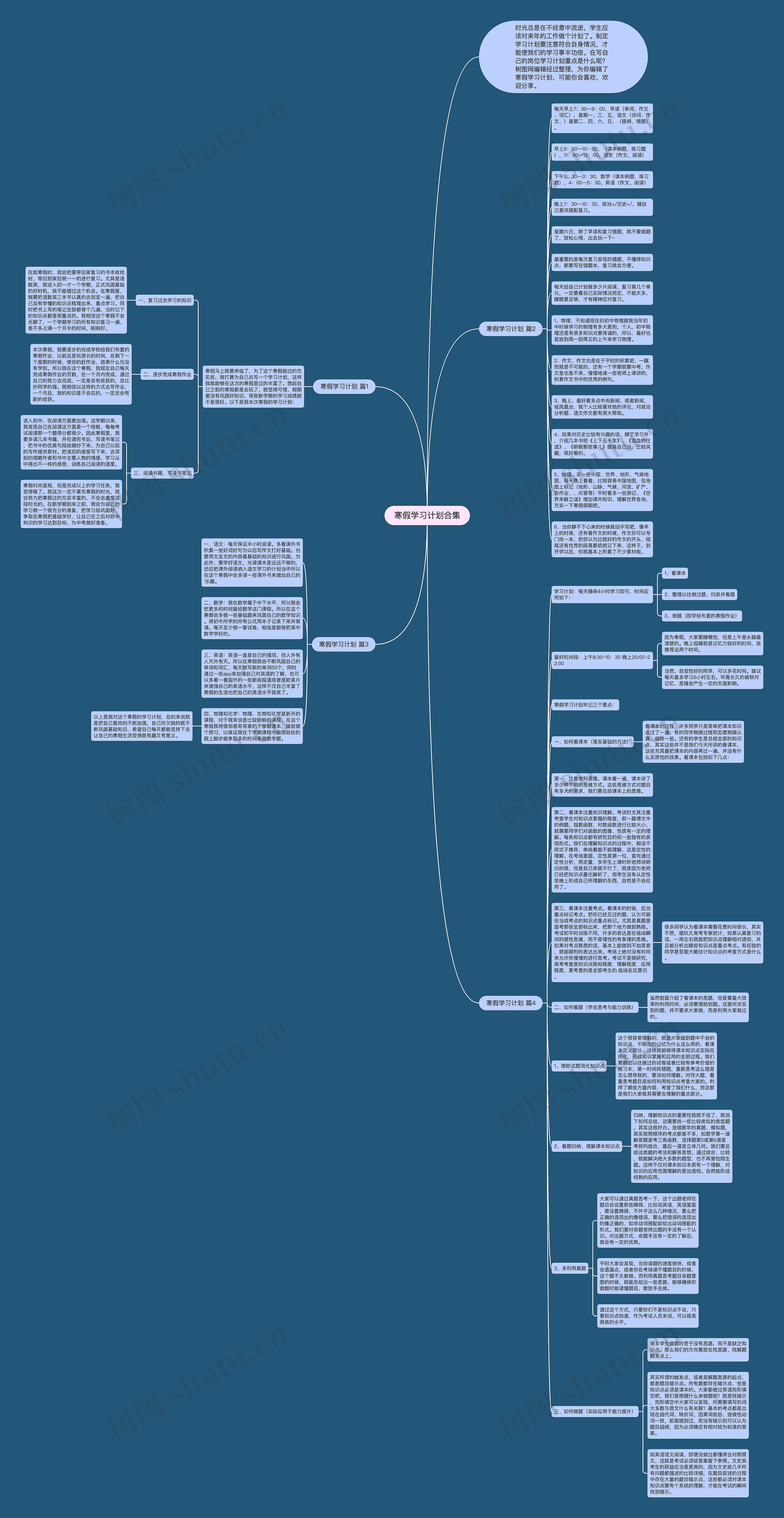 寒假学习计划合集思维导图