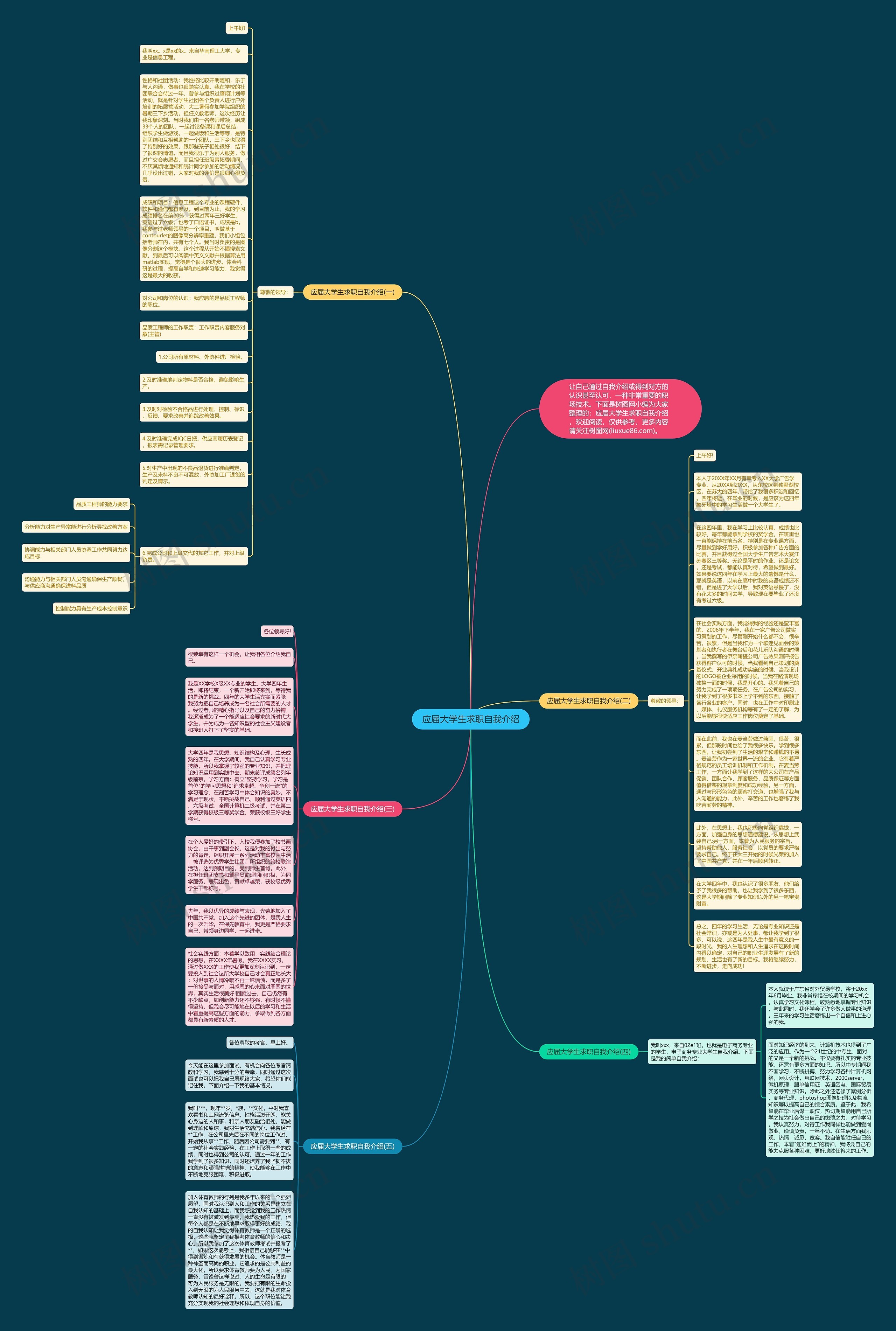 应届大学生求职自我介绍思维导图