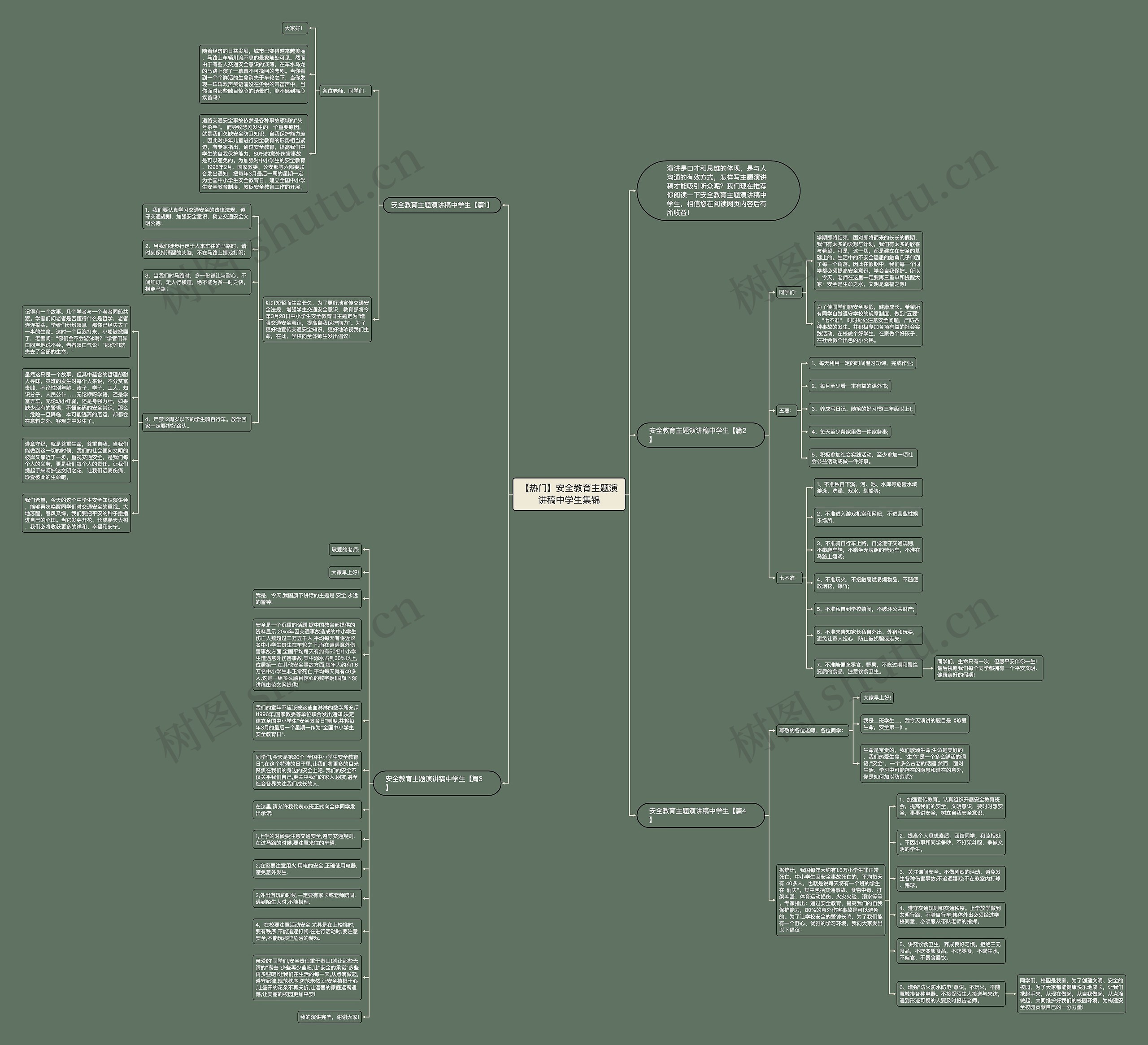 【热门】安全教育主题演讲稿中学生集锦思维导图