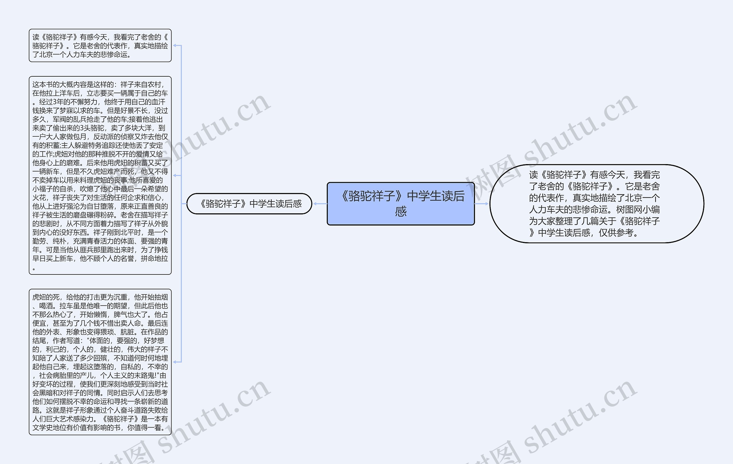 《骆驼祥子》中学生读后感思维导图