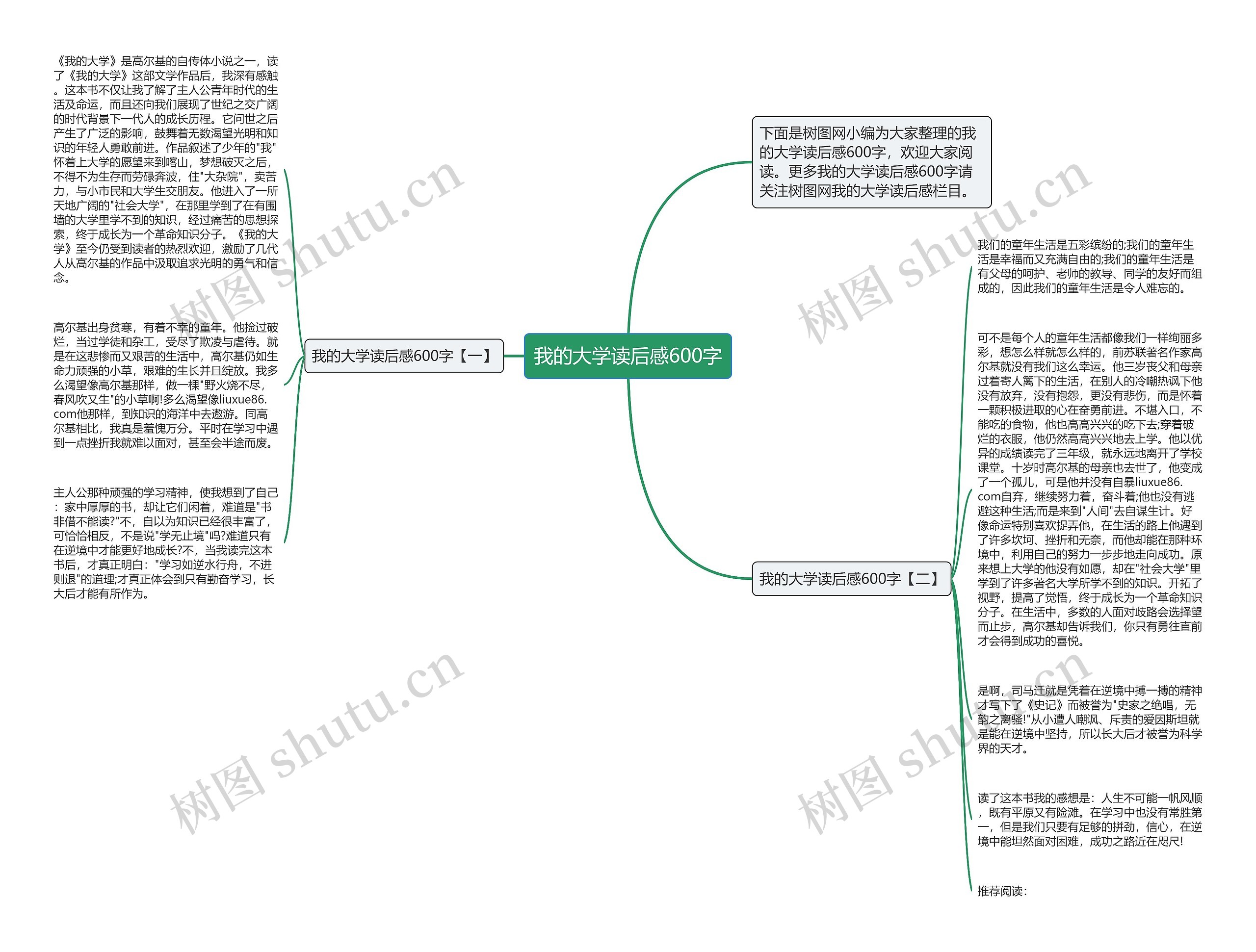 我的大学读后感600字思维导图