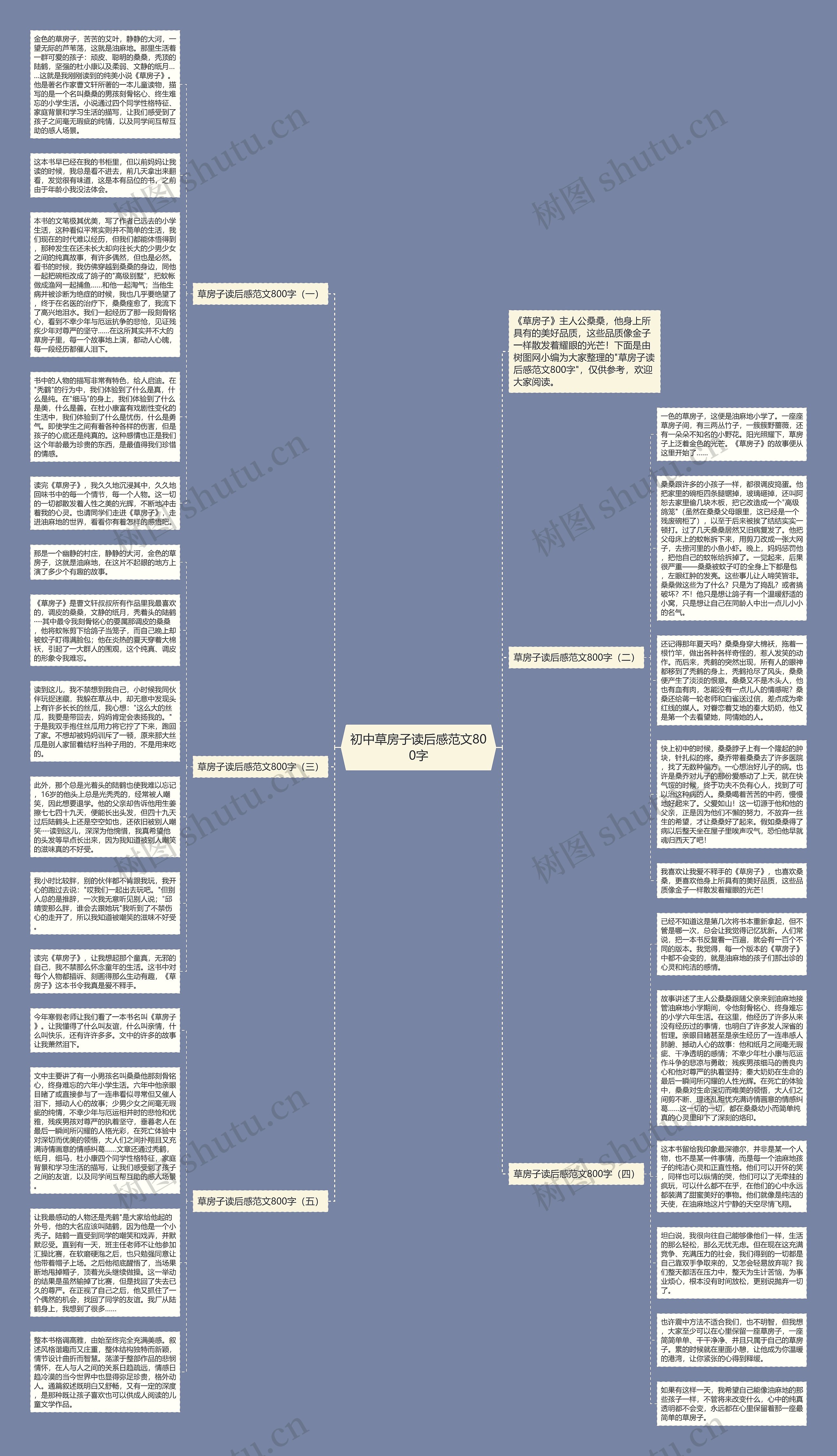 初中草房子读后感范文800字思维导图