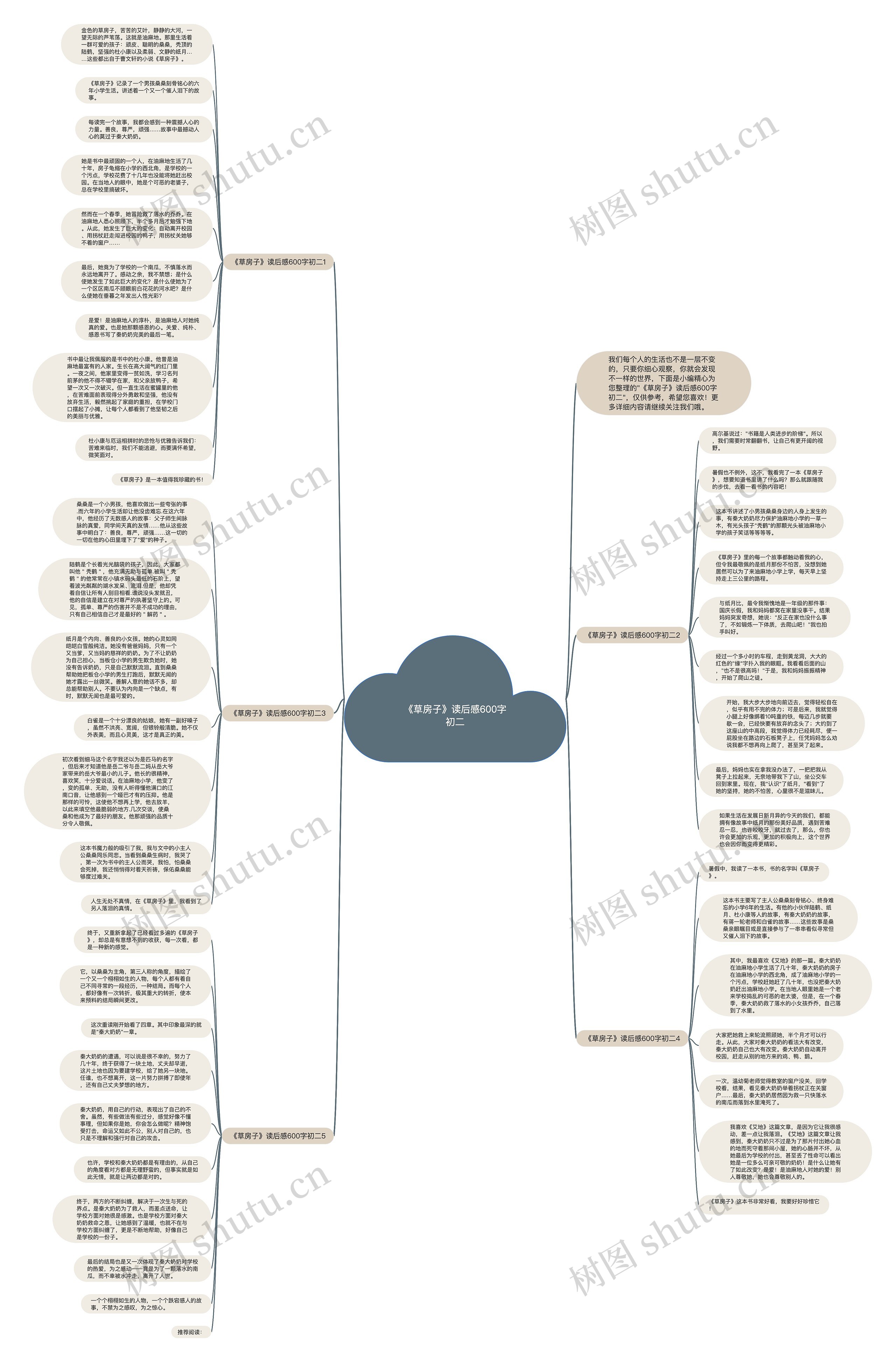《草房子》读后感600字初二思维导图