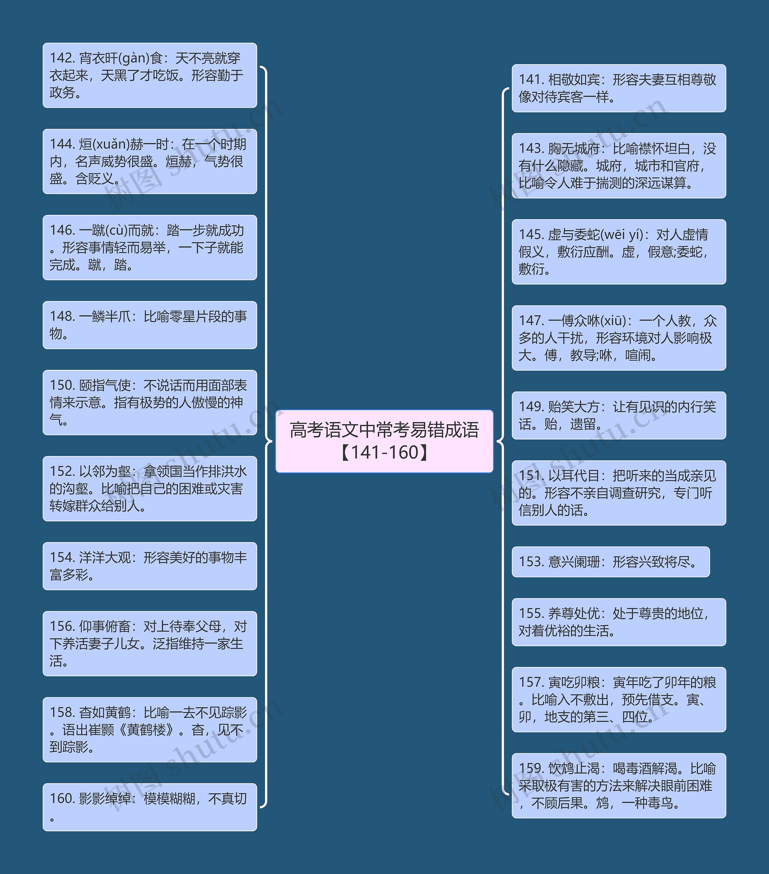 高考语文中常考易错成语【141-160】思维导图