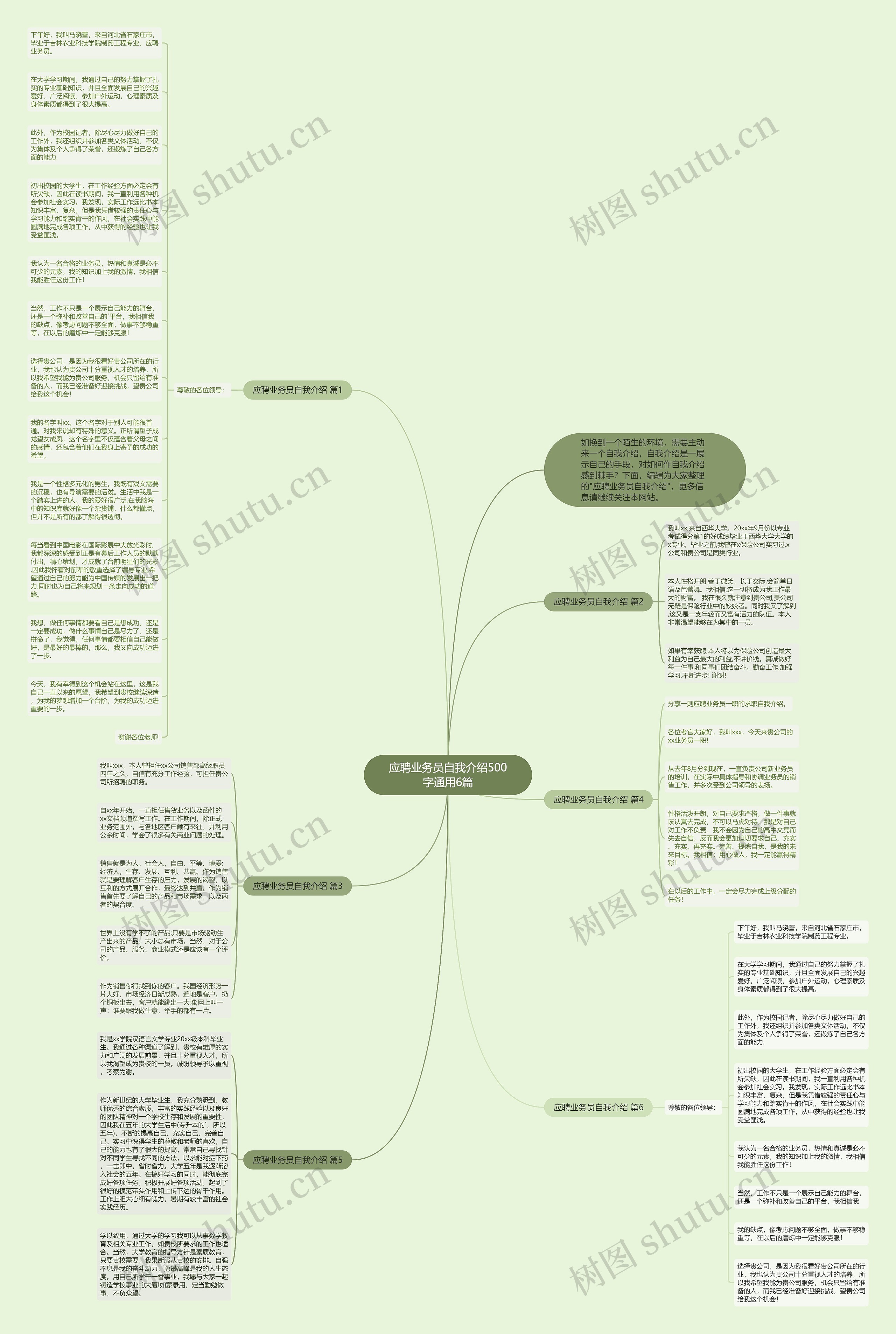 应聘业务员自我介绍500字通用6篇思维导图