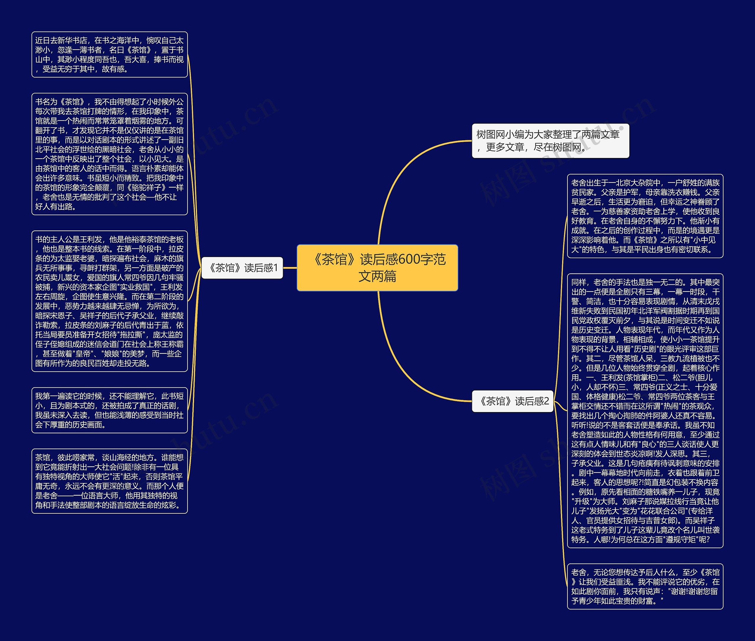 《茶馆》读后感600字范文两篇思维导图