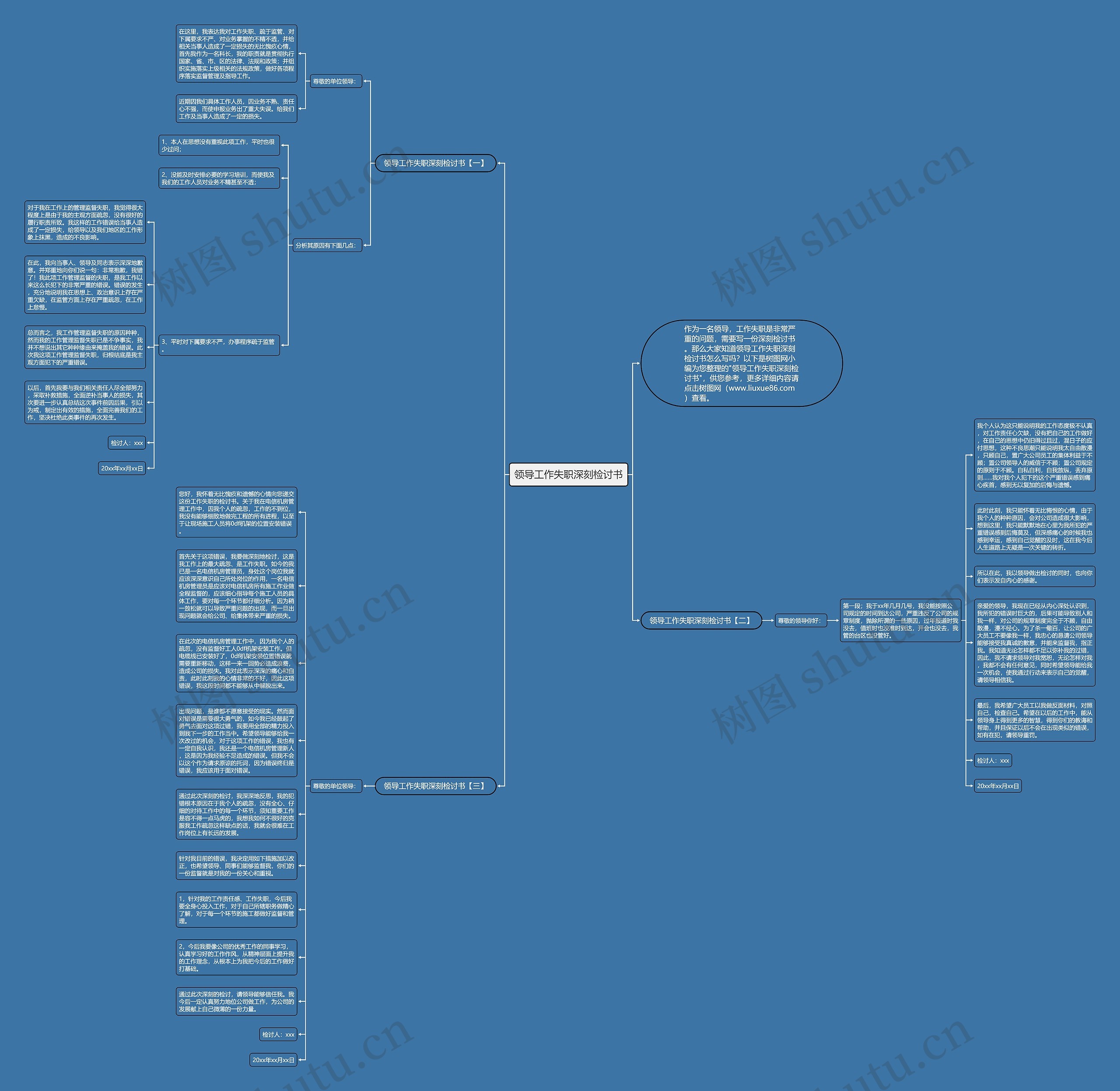 领导工作失职深刻检讨书思维导图