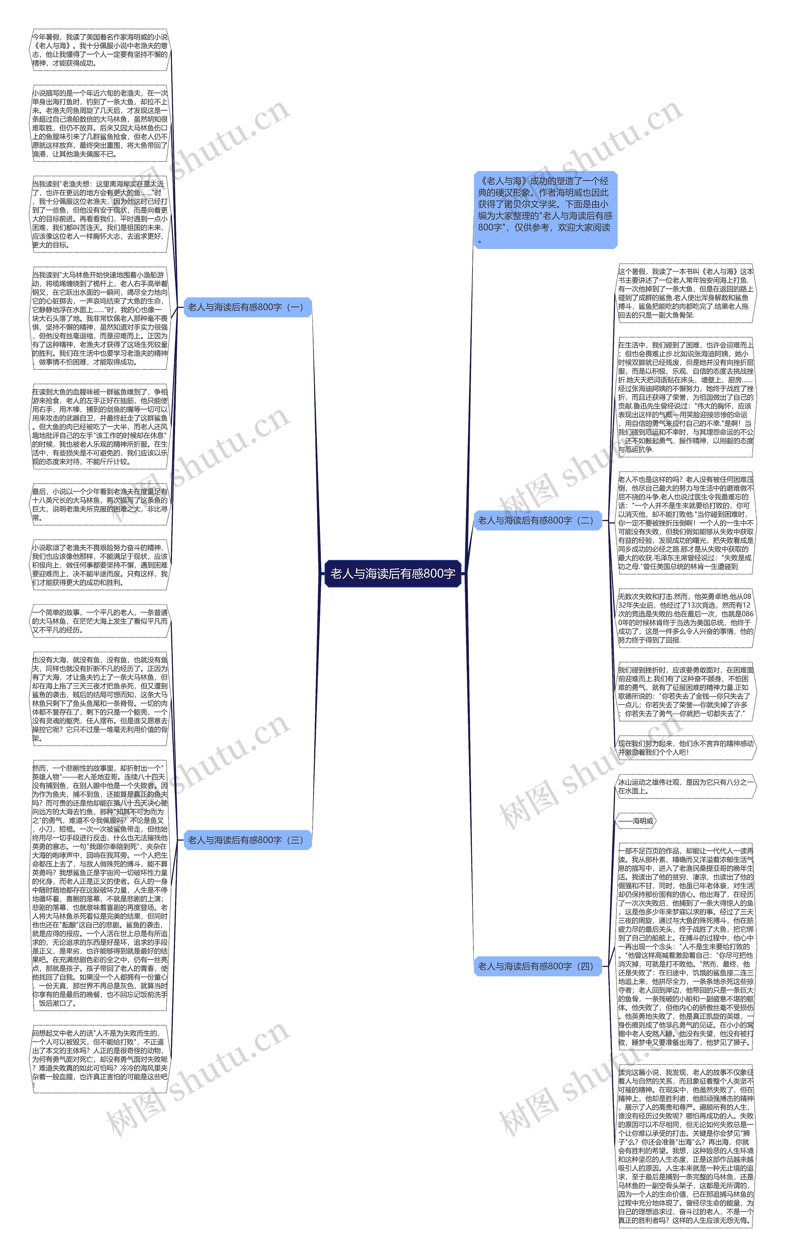老人与海读后有感800字思维导图