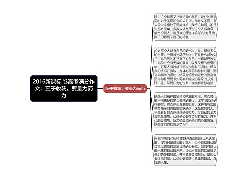 2016新课标I卷高考满分作文：至于收获，要量力而为