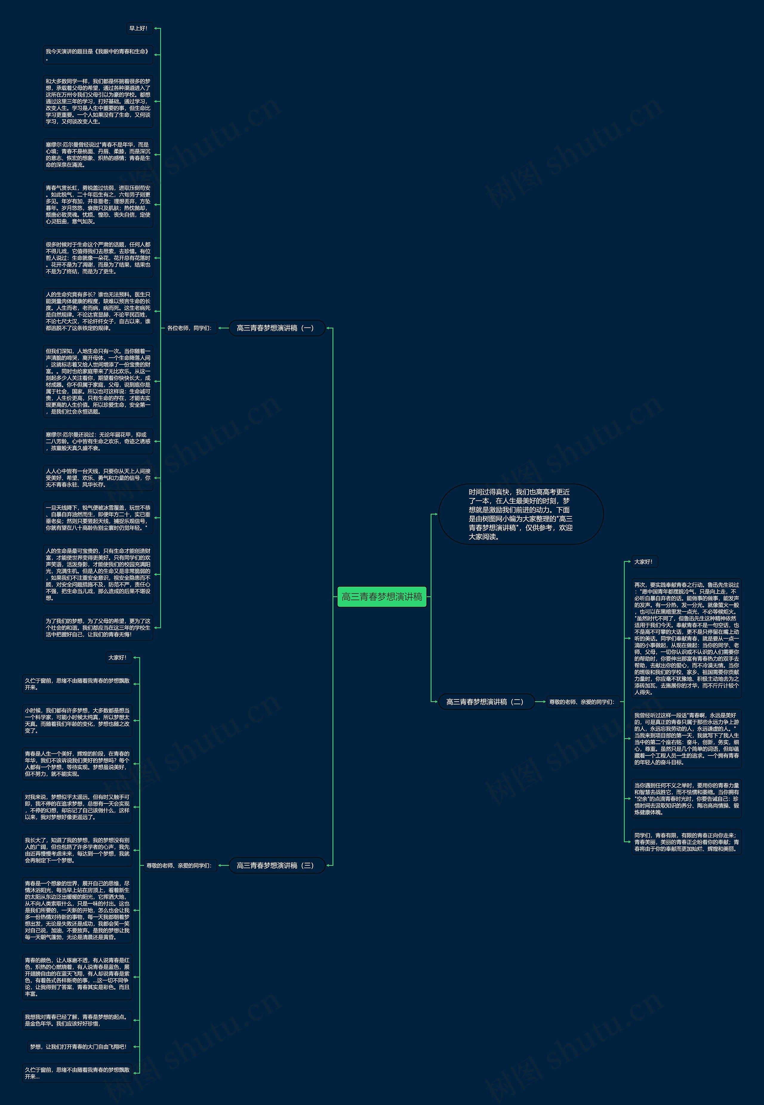 高三青春梦想演讲稿思维导图