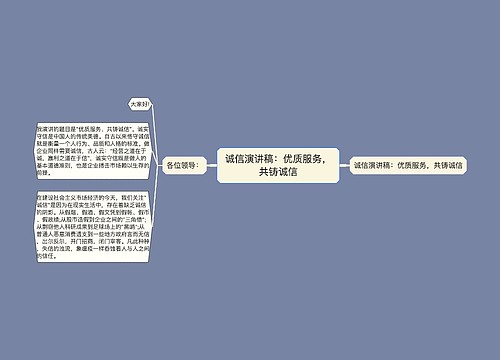 诚信演讲稿：优质服务，共铸诚信