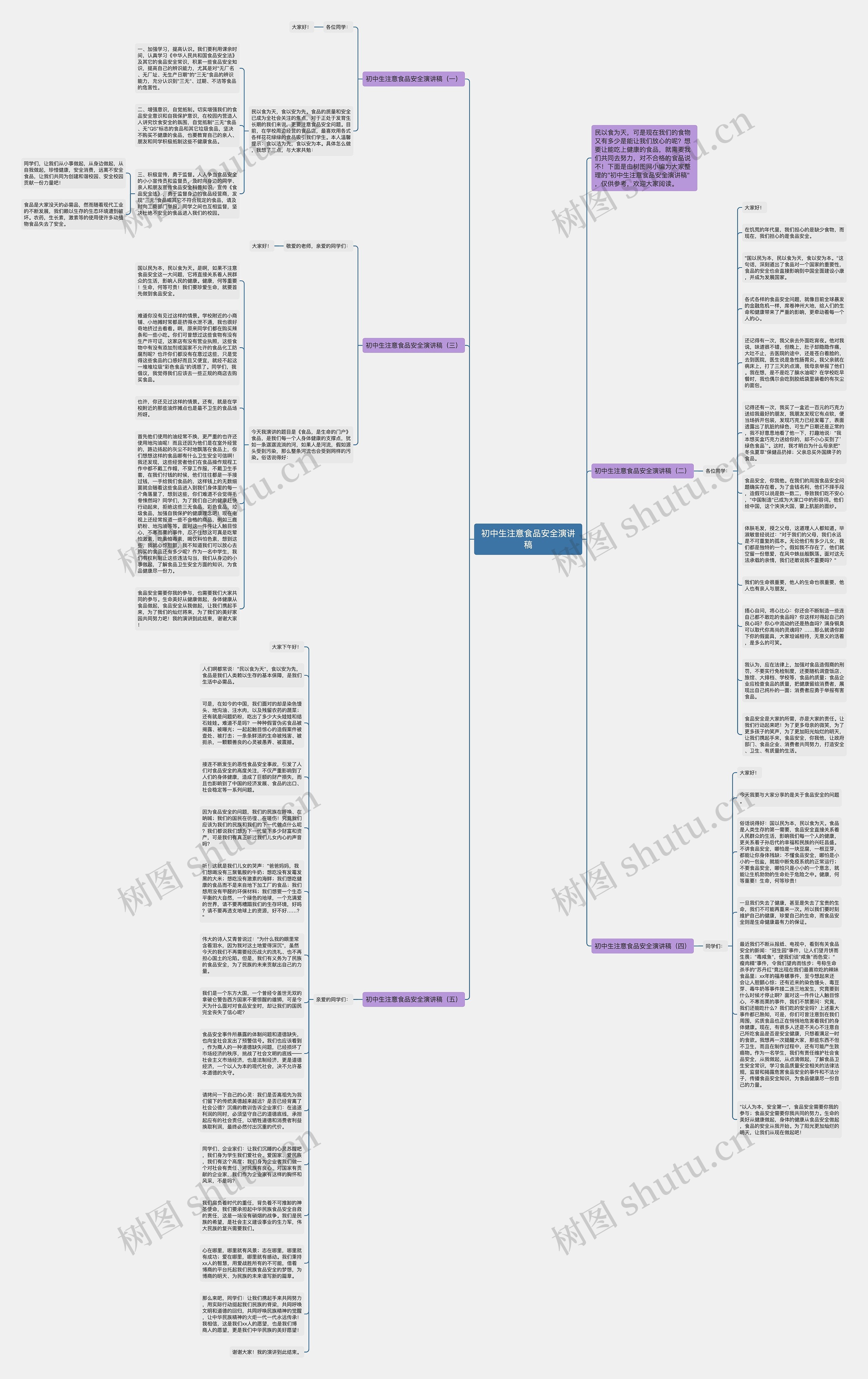 初中生注意食品安全演讲稿思维导图