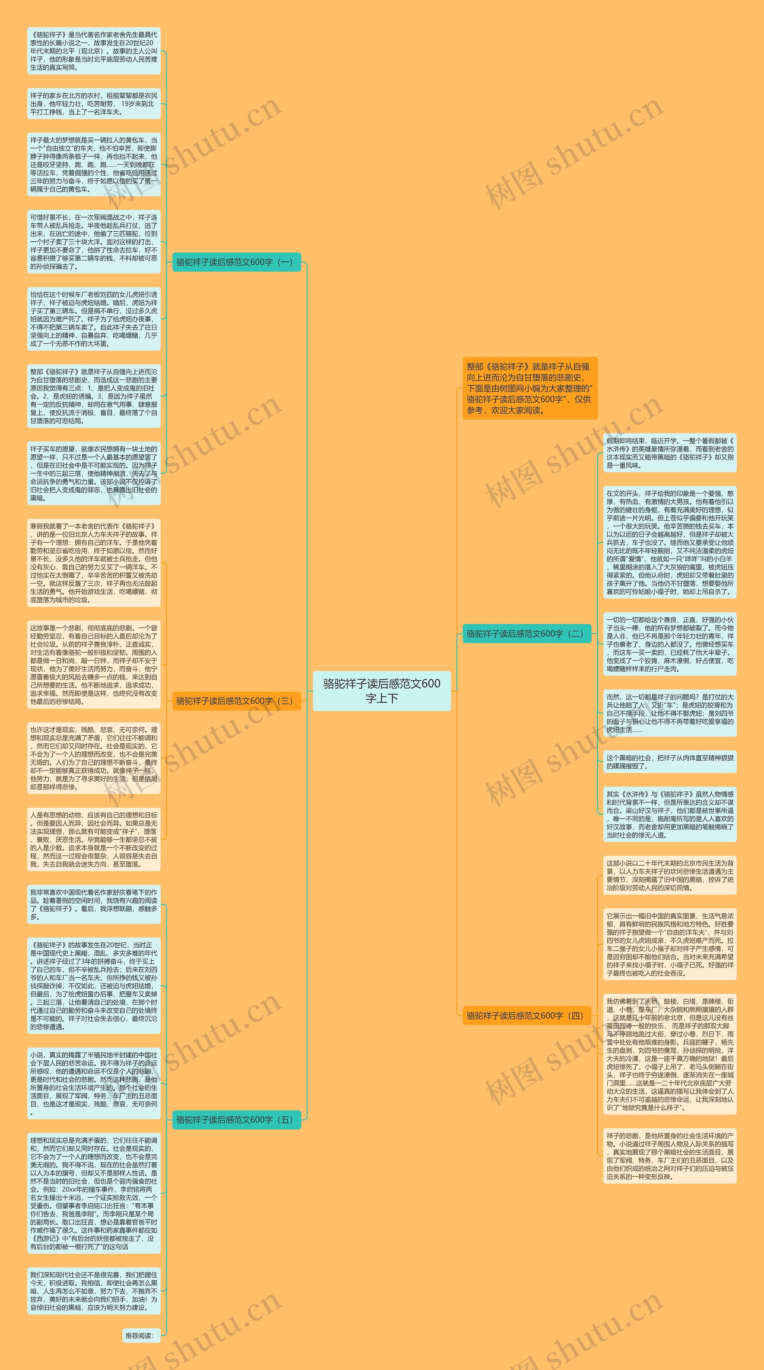 骆驼祥子读后感范文600字上下思维导图
