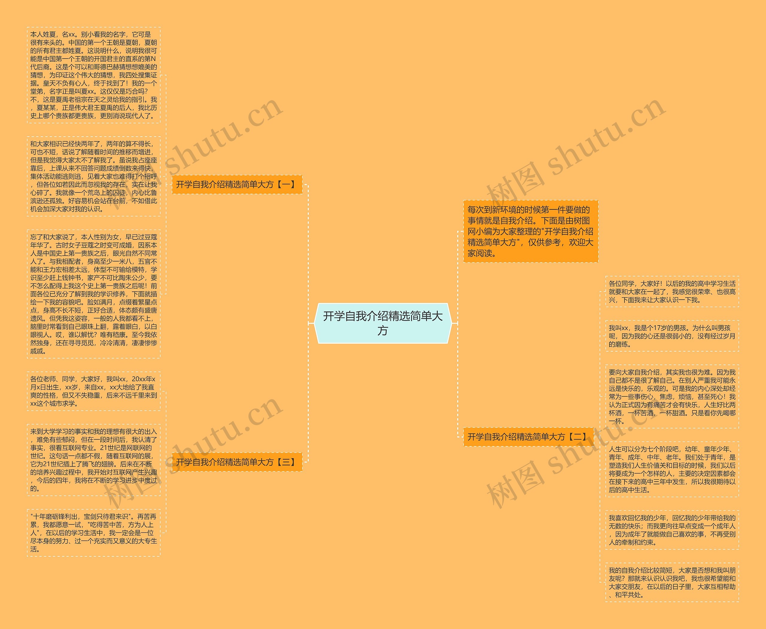 开学自我介绍精选简单大方思维导图