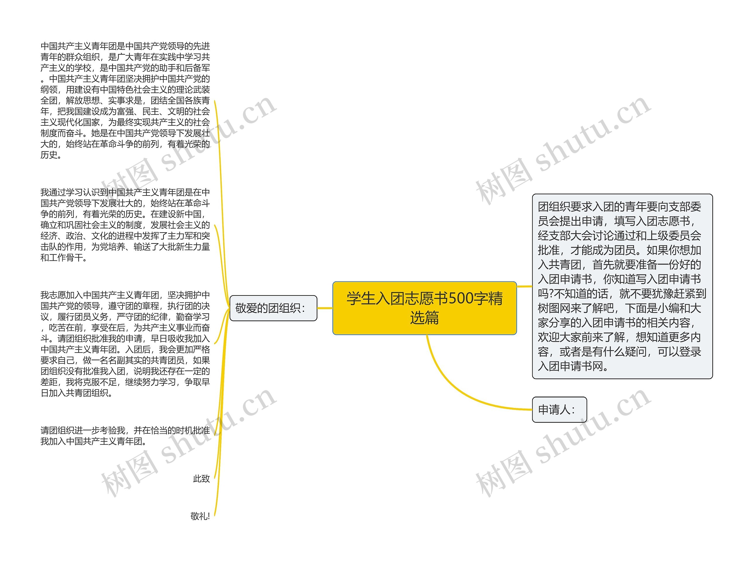 学生入团志愿书500字精选篇思维导图