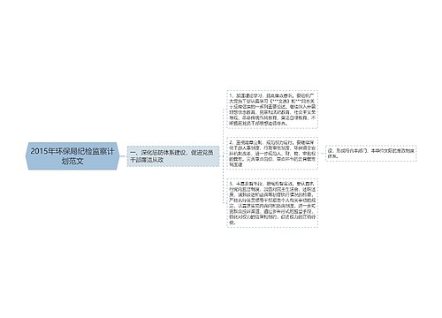 2015年环保局纪检监察计划范文