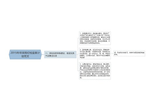 2015年环保局纪检监察计划范文