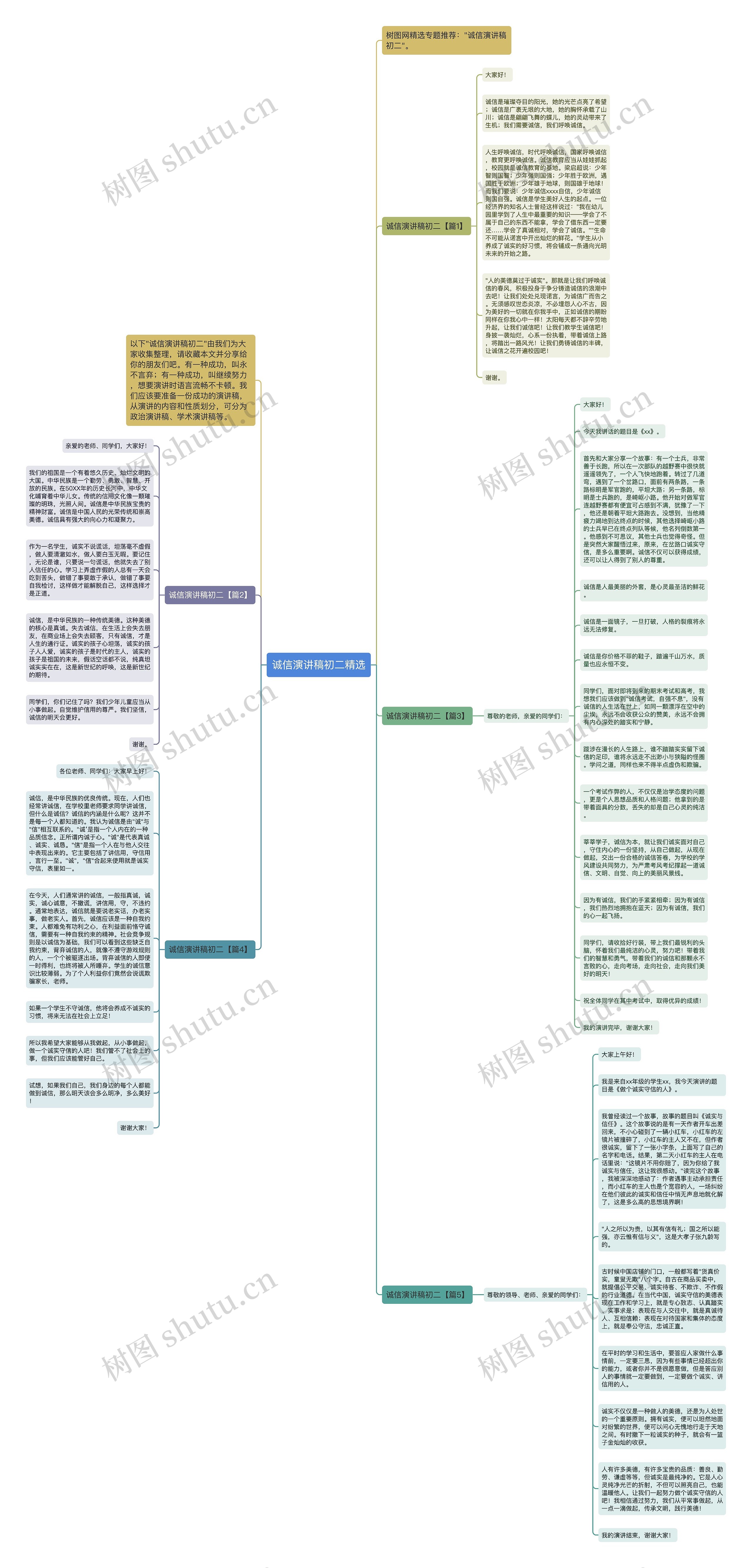 诚信演讲稿初二精选思维导图
