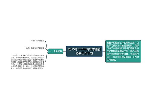 2015年下半年青年志愿者协会工作计划