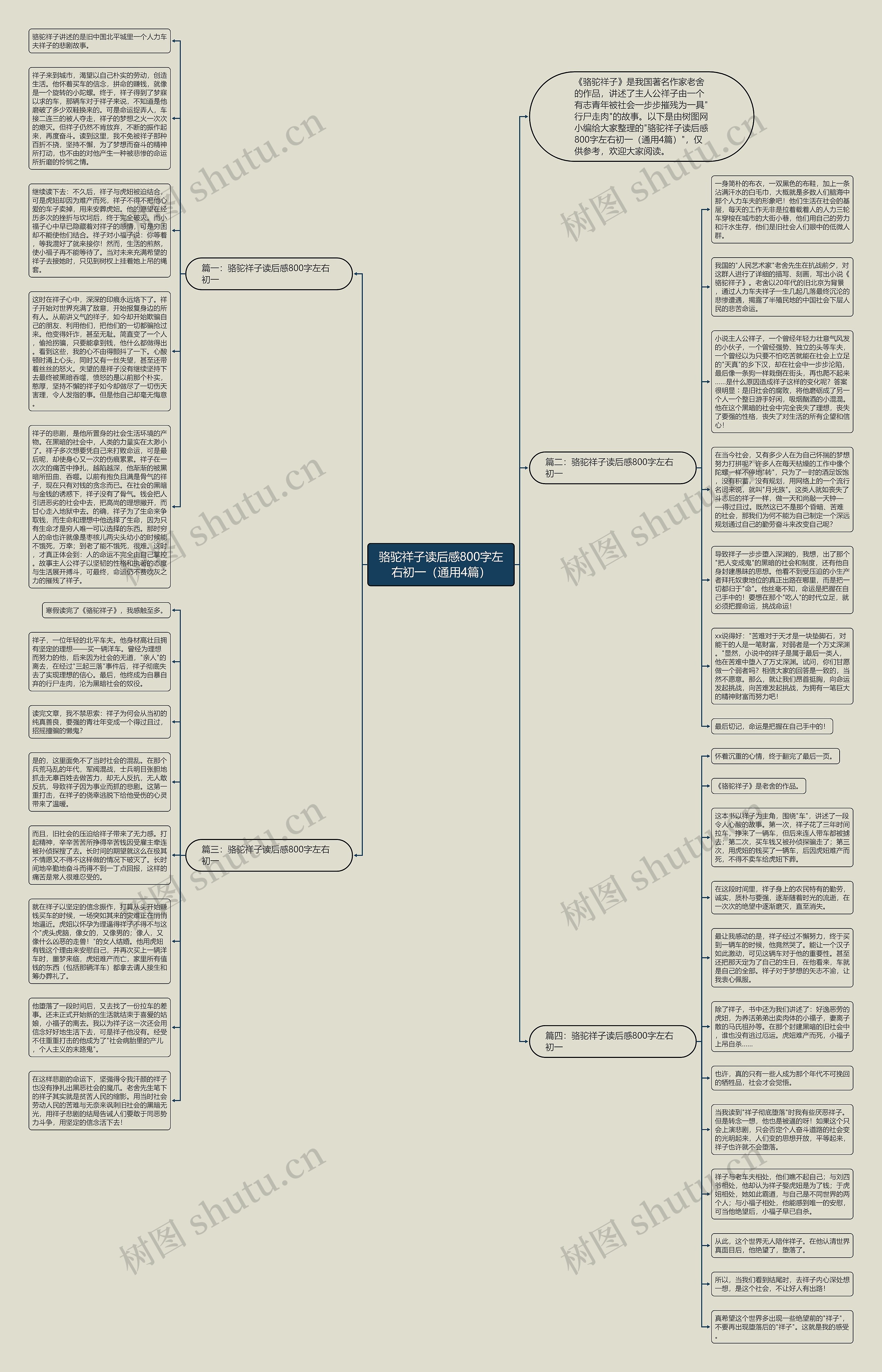 骆驼祥子读后感800字左右初一（通用4篇）思维导图