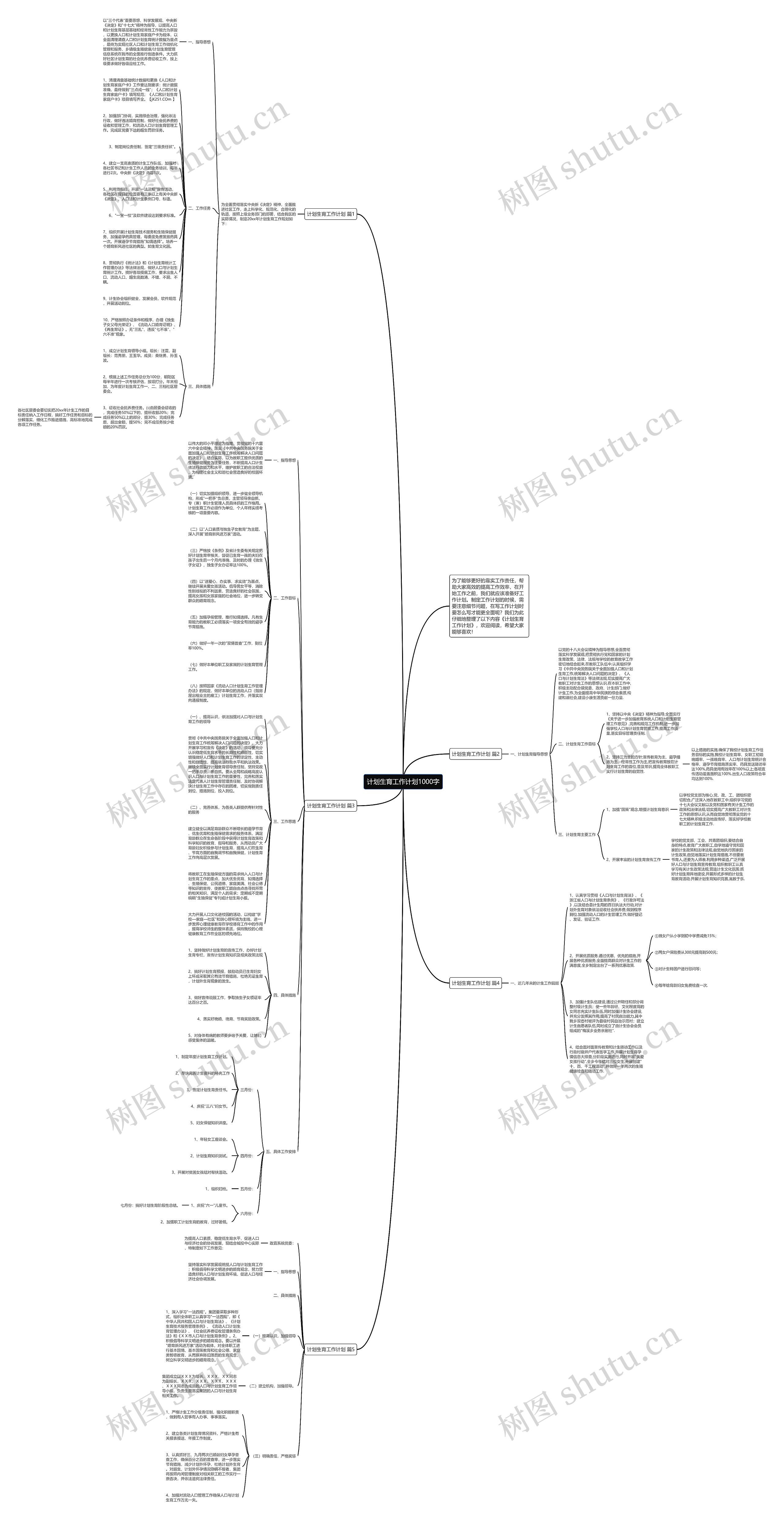 计划生育工作计划1000字思维导图