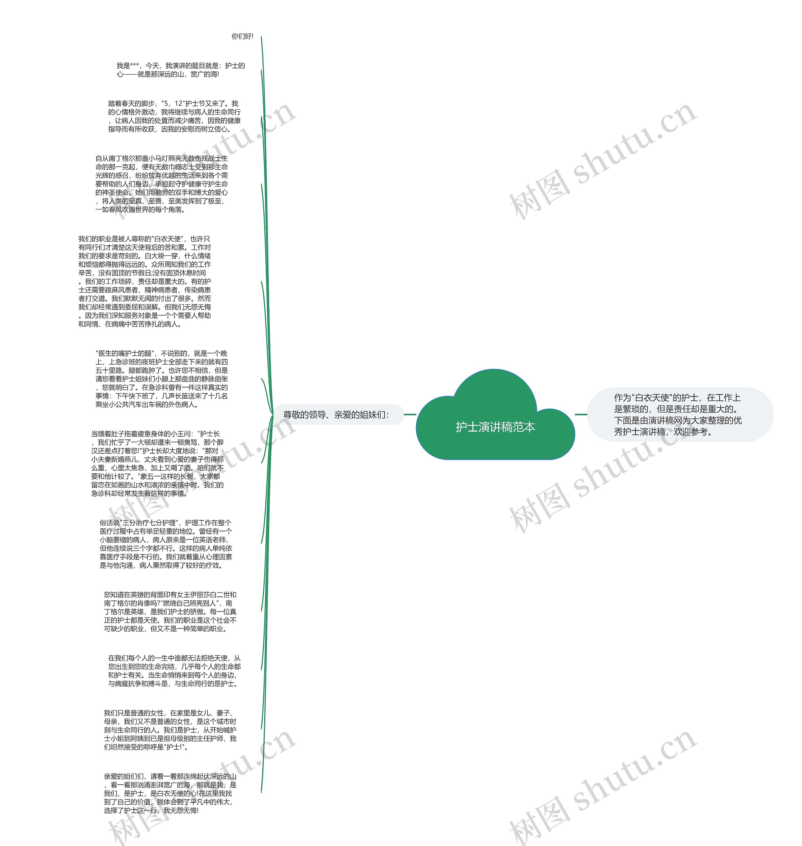 护士演讲稿范本思维导图