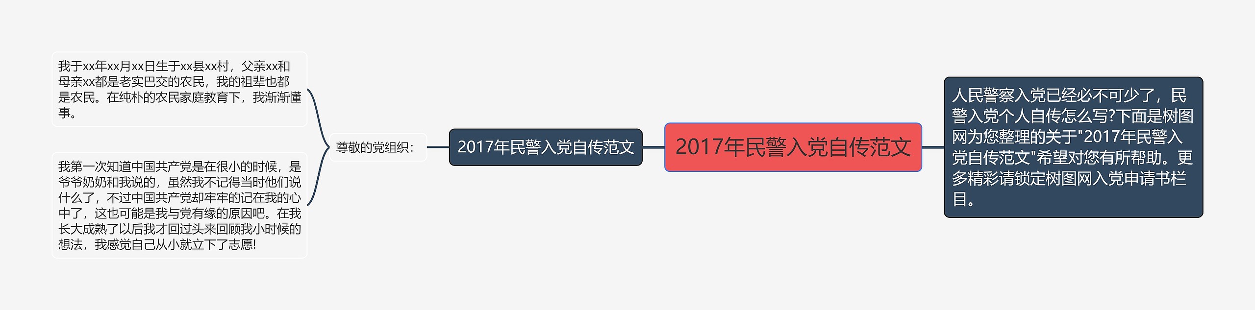 2017年民警入党自传范文思维导图