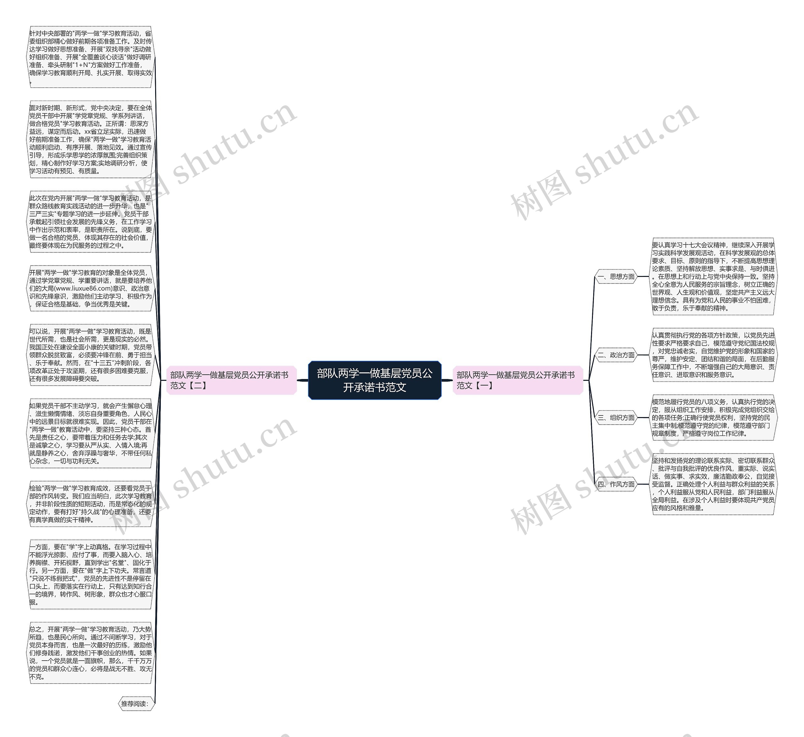 部队两学一做基层党员公开承诺书范文思维导图