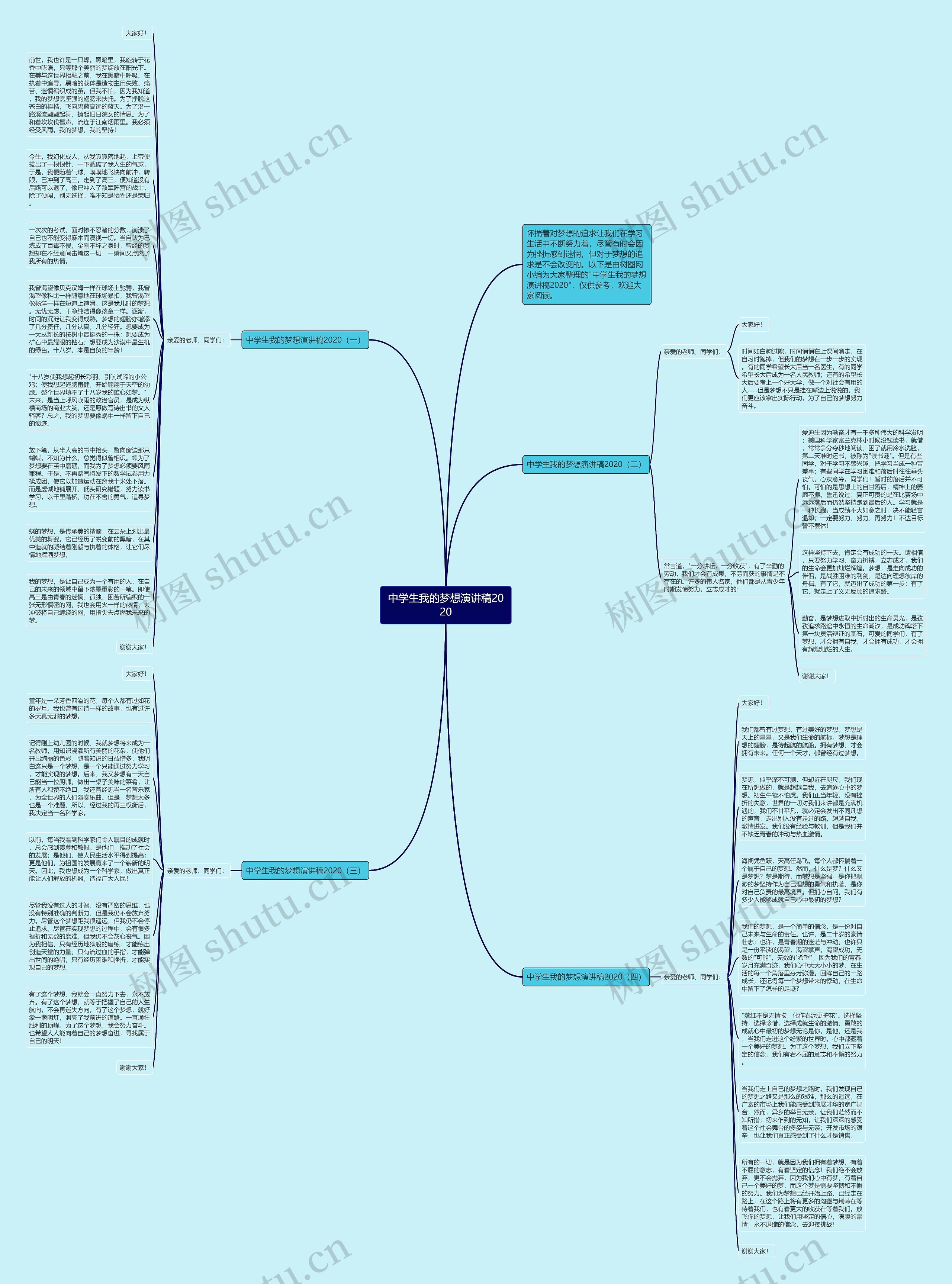 中学生我的梦想演讲稿2020思维导图