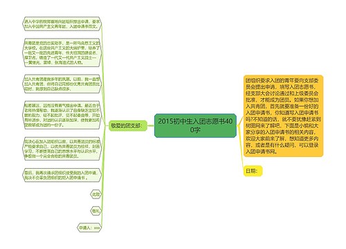 2015初中生入团志愿书400字