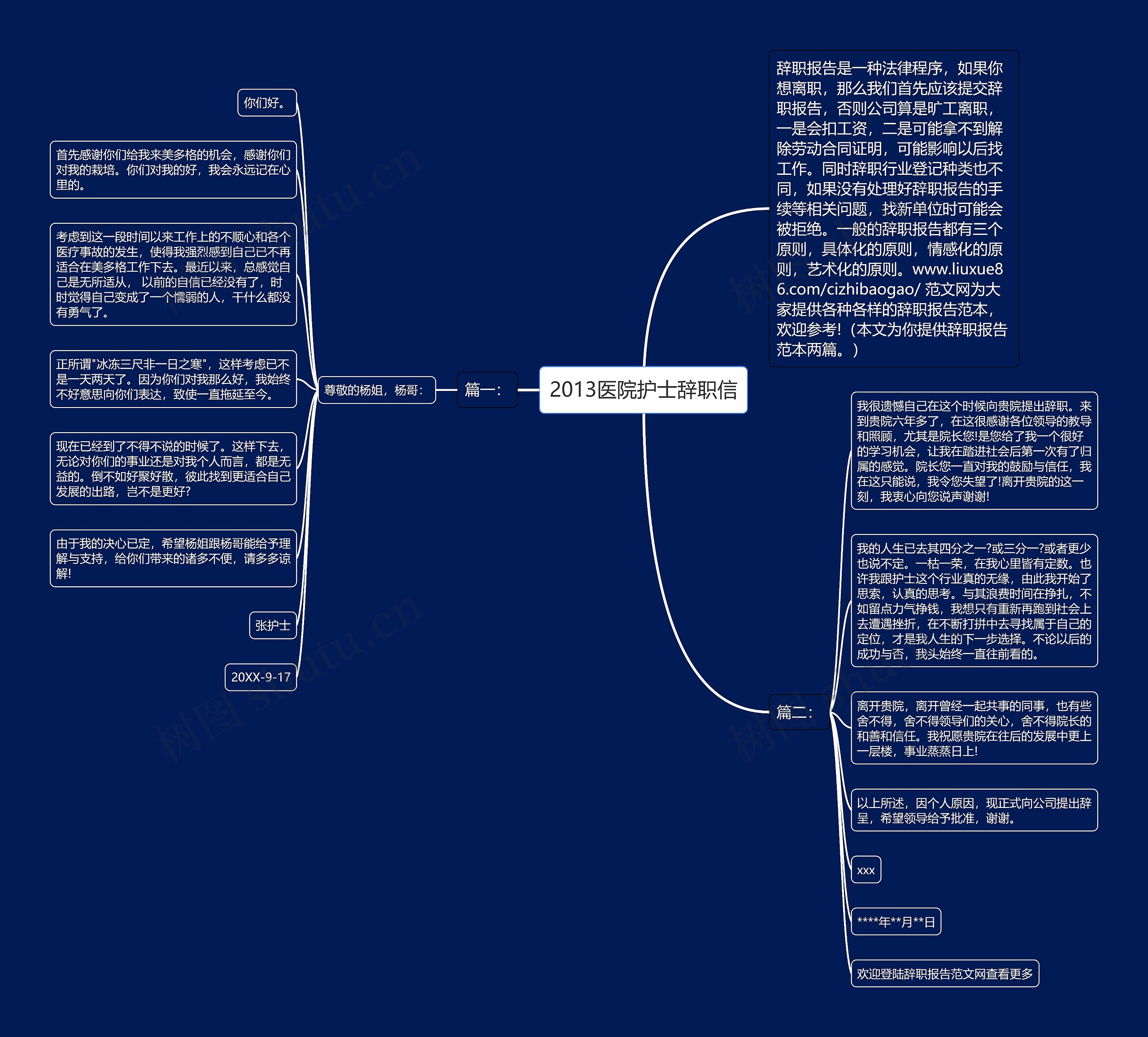 2013医院护士辞职信思维导图