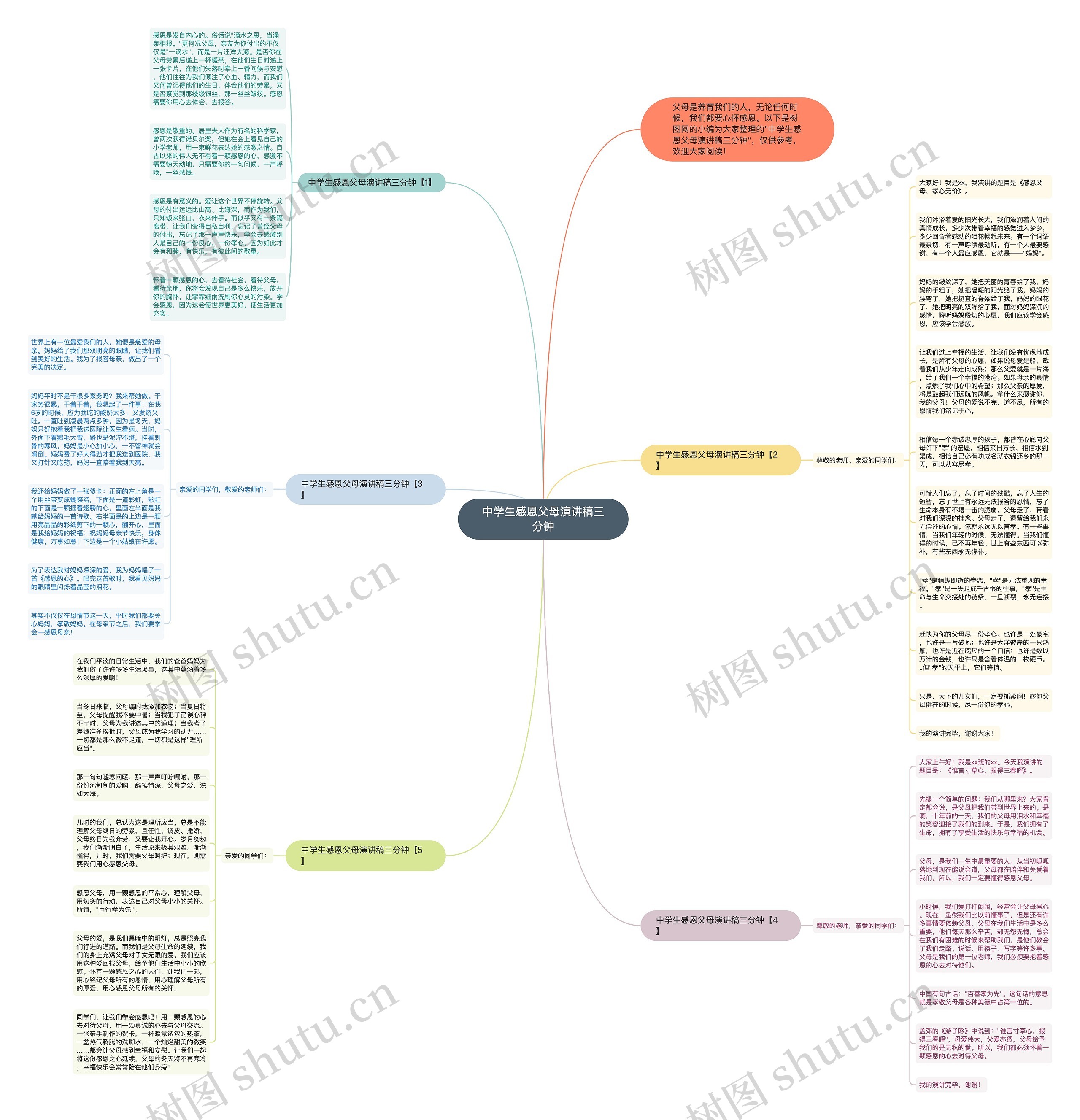 中学生感恩父母演讲稿三分钟思维导图