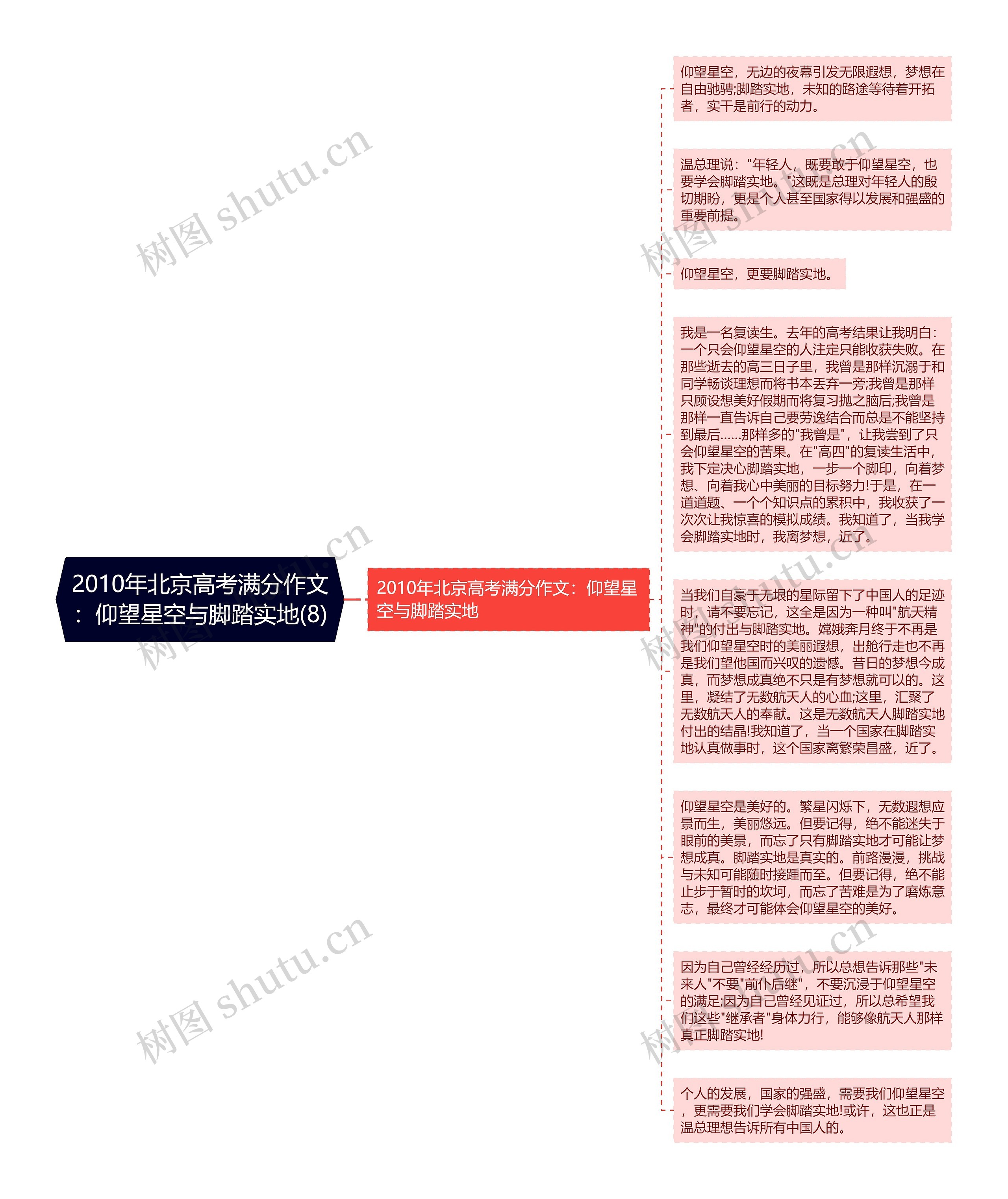 2010年北京高考满分作文：仰望星空与脚踏实地(8)思维导图