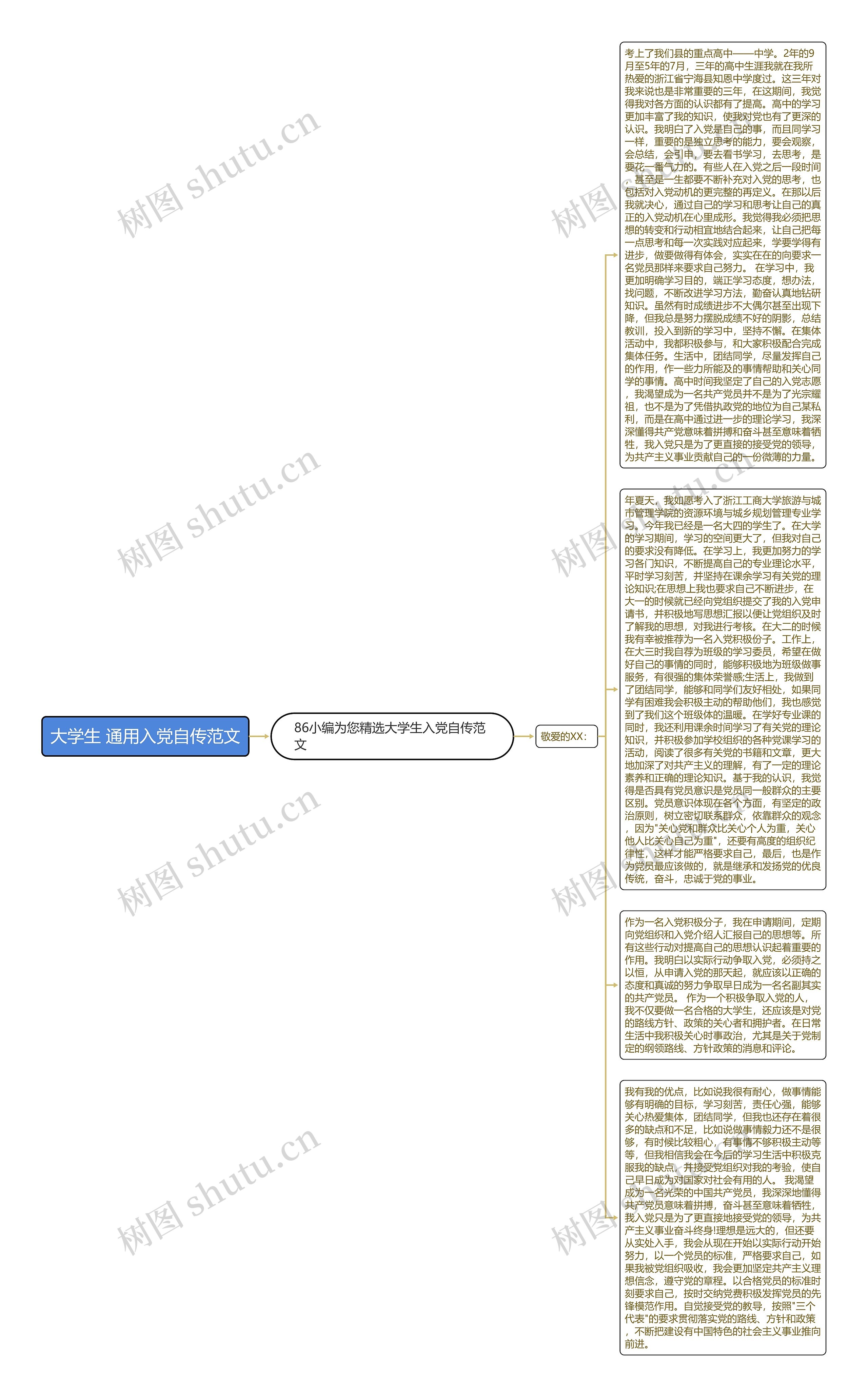 大学生 通用入党自传范文思维导图