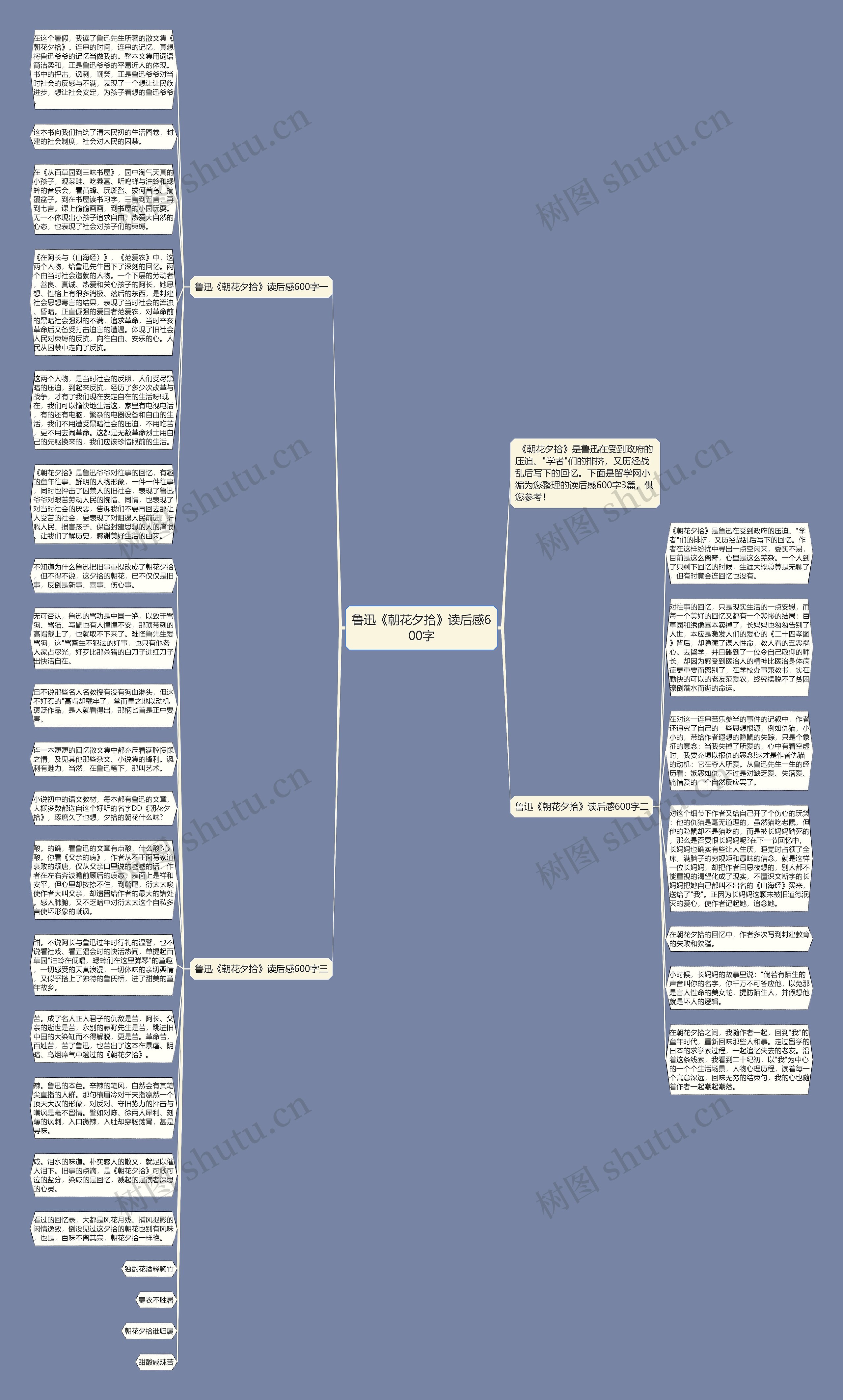 鲁迅《朝花夕拾》读后感600字思维导图