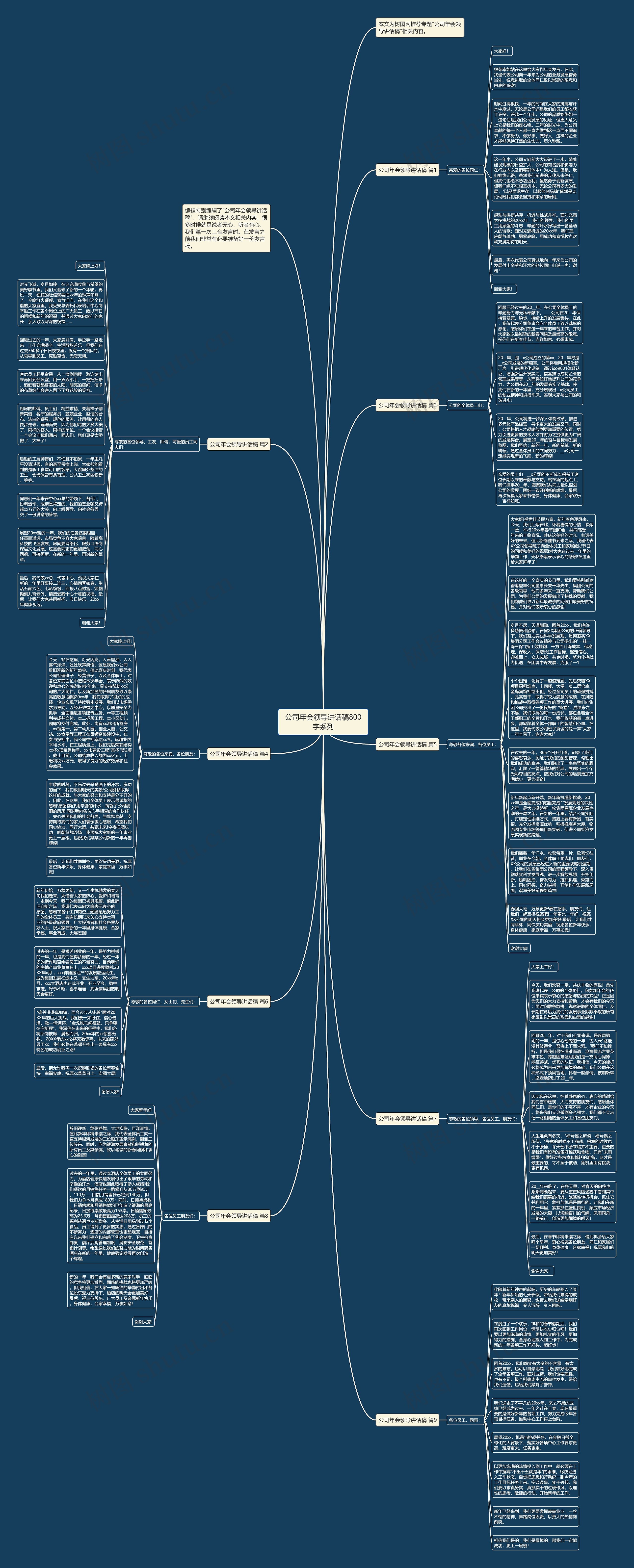 公司年会领导讲话稿800字系列思维导图