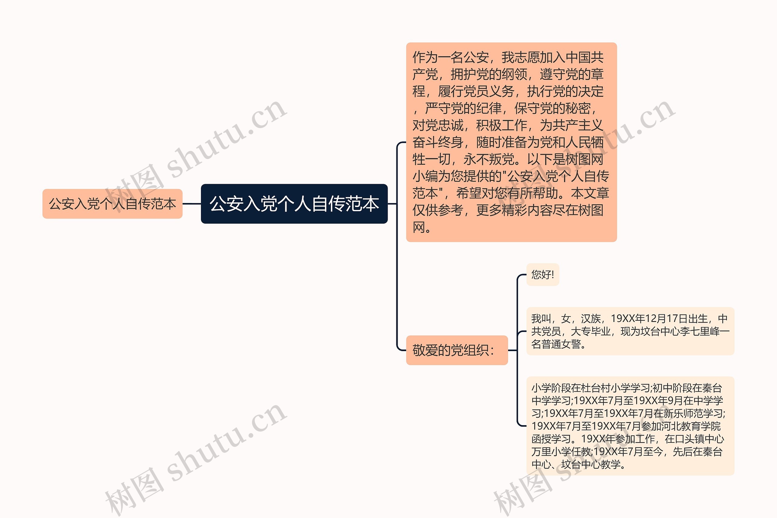 公安入党个人自传范本思维导图