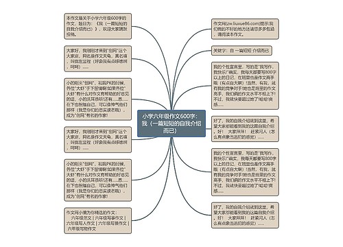 小学六年级作文600字：我（一篇短短的自我介绍而已）