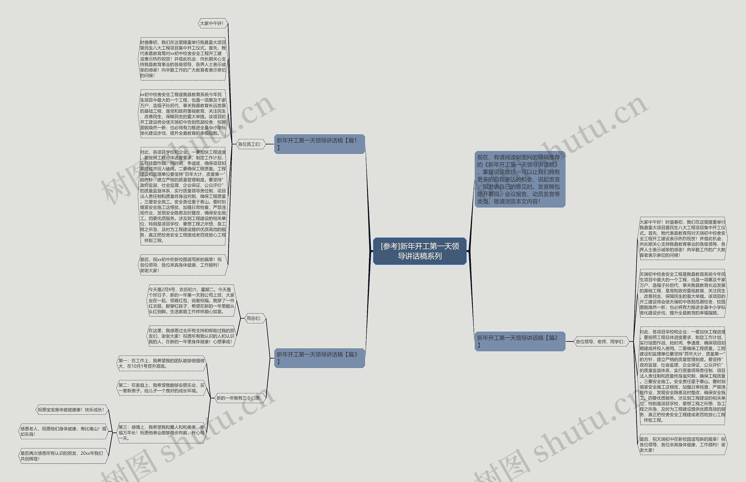 [参考]新年开工第一天领导讲话稿系列思维导图