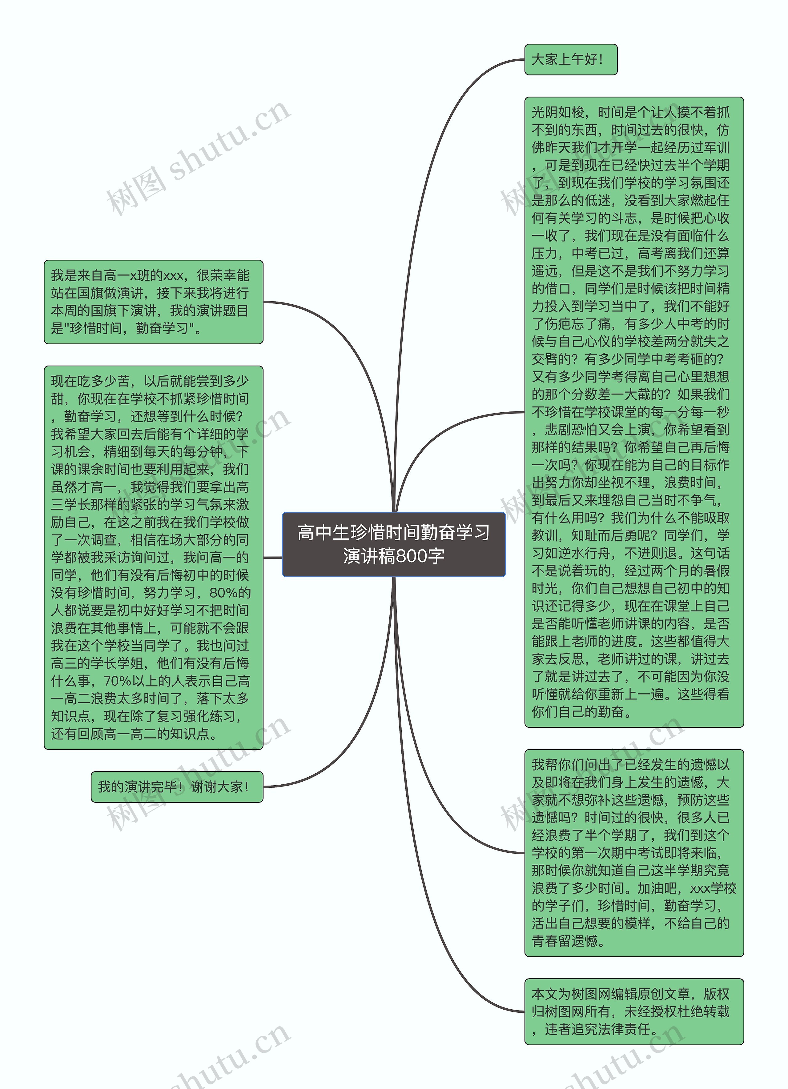 高中生珍惜时间勤奋学习演讲稿800字思维导图