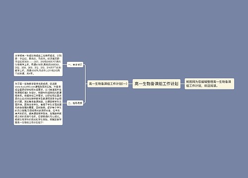 高一生物备课组工作计划