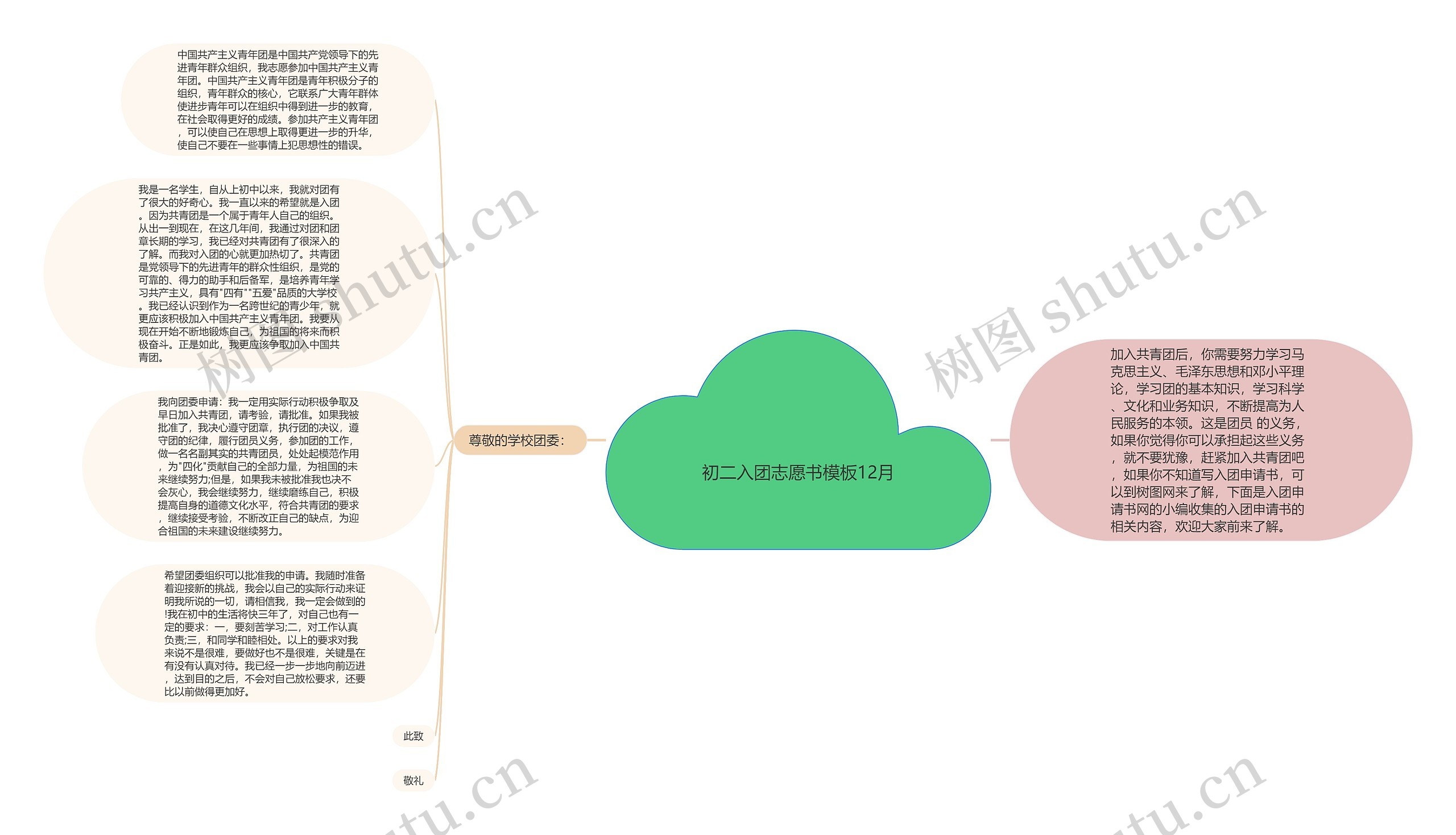 初二入团志愿书12月思维导图