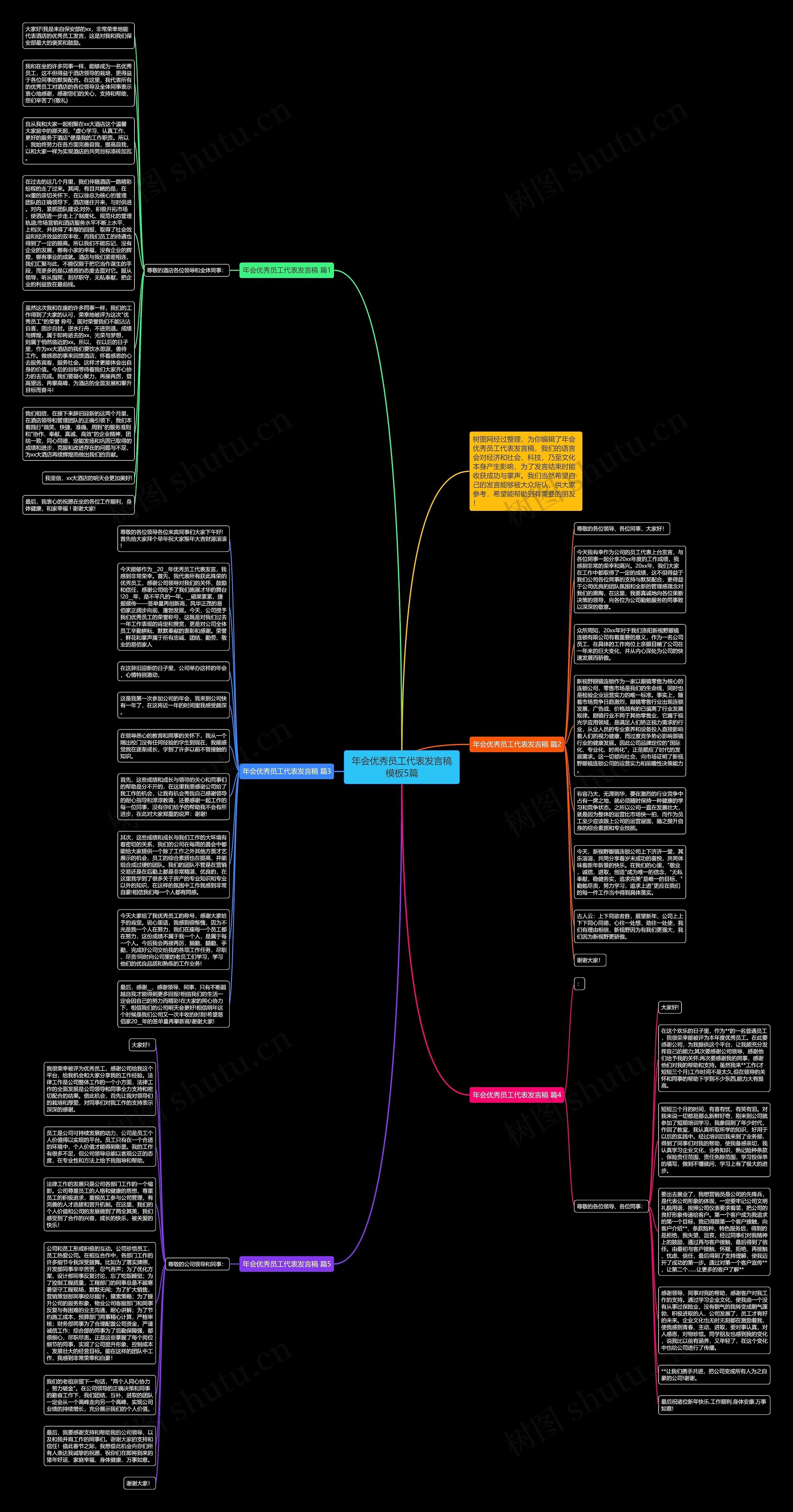 年会优秀员工代表发言稿5篇思维导图